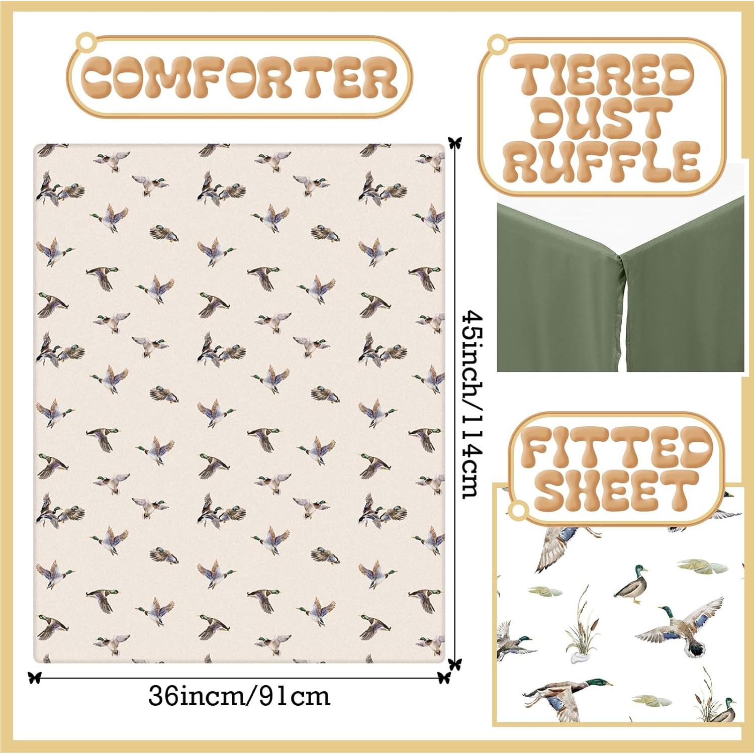 Juego de Ropa de Cuna 3 Piezas CroBlissful Pato Mallard Verde