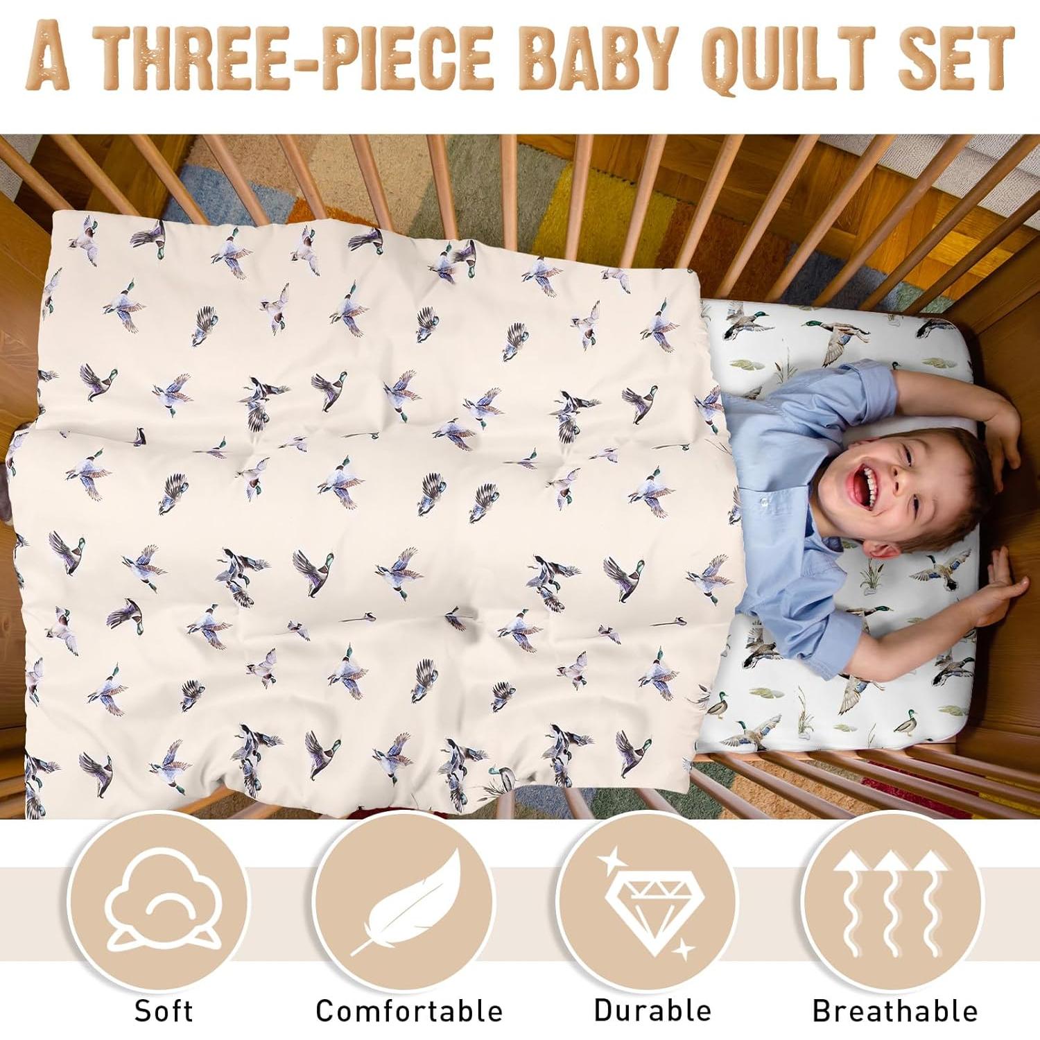 Juego de Ropa de Cuna 3 Piezas CroBlissful Pato Mallard Verde