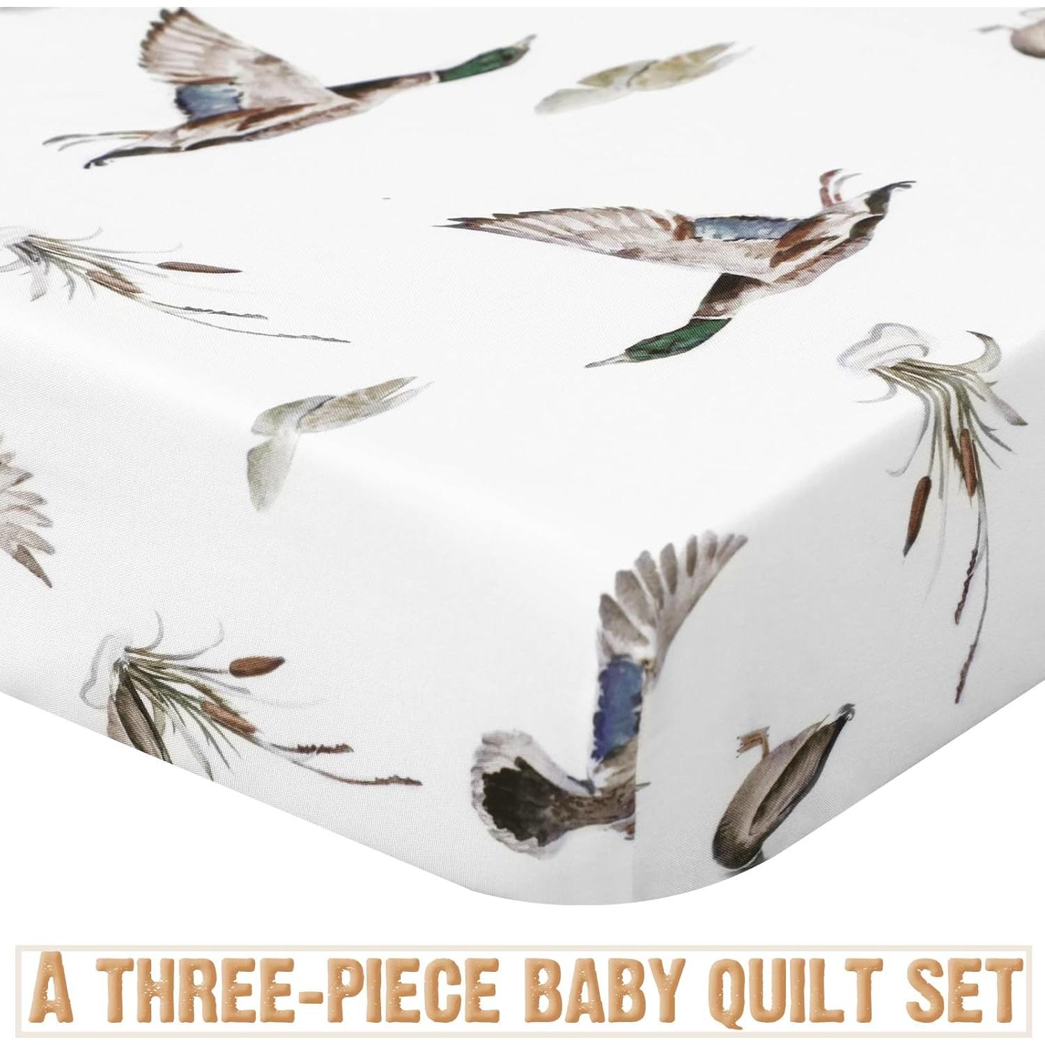 Juego de Ropa de Cuna 3 Piezas CroBlissful Pato Mallard Verde