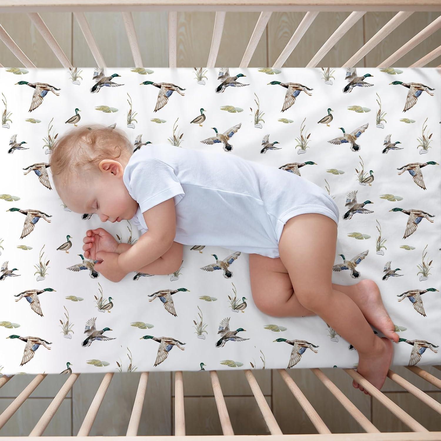 Juego de Ropa de Cuna 3 Piezas CroBlissful Pato Mallard Verde