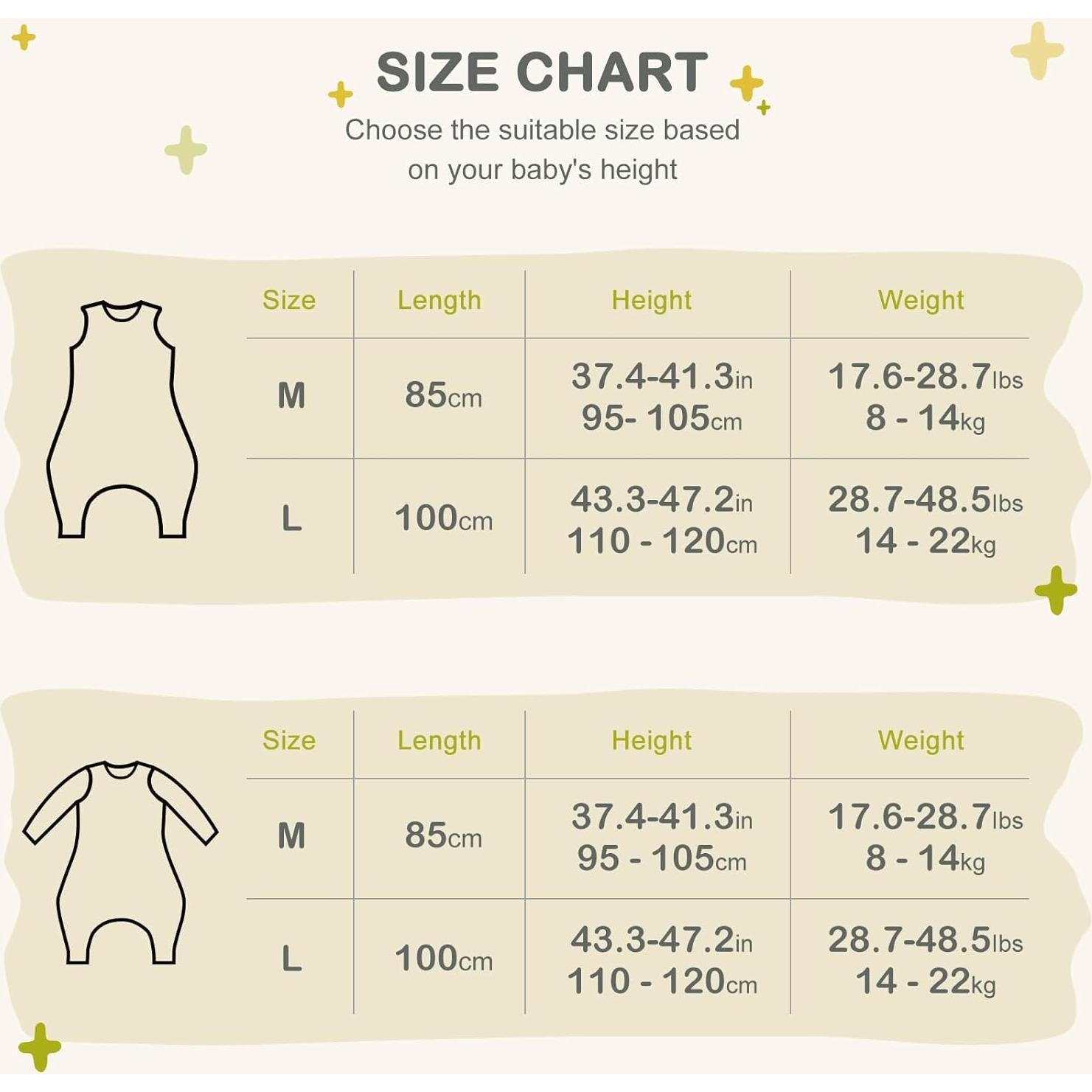 Saco de dormir 3.5 TOG para bebé con pies y mangas desmontables