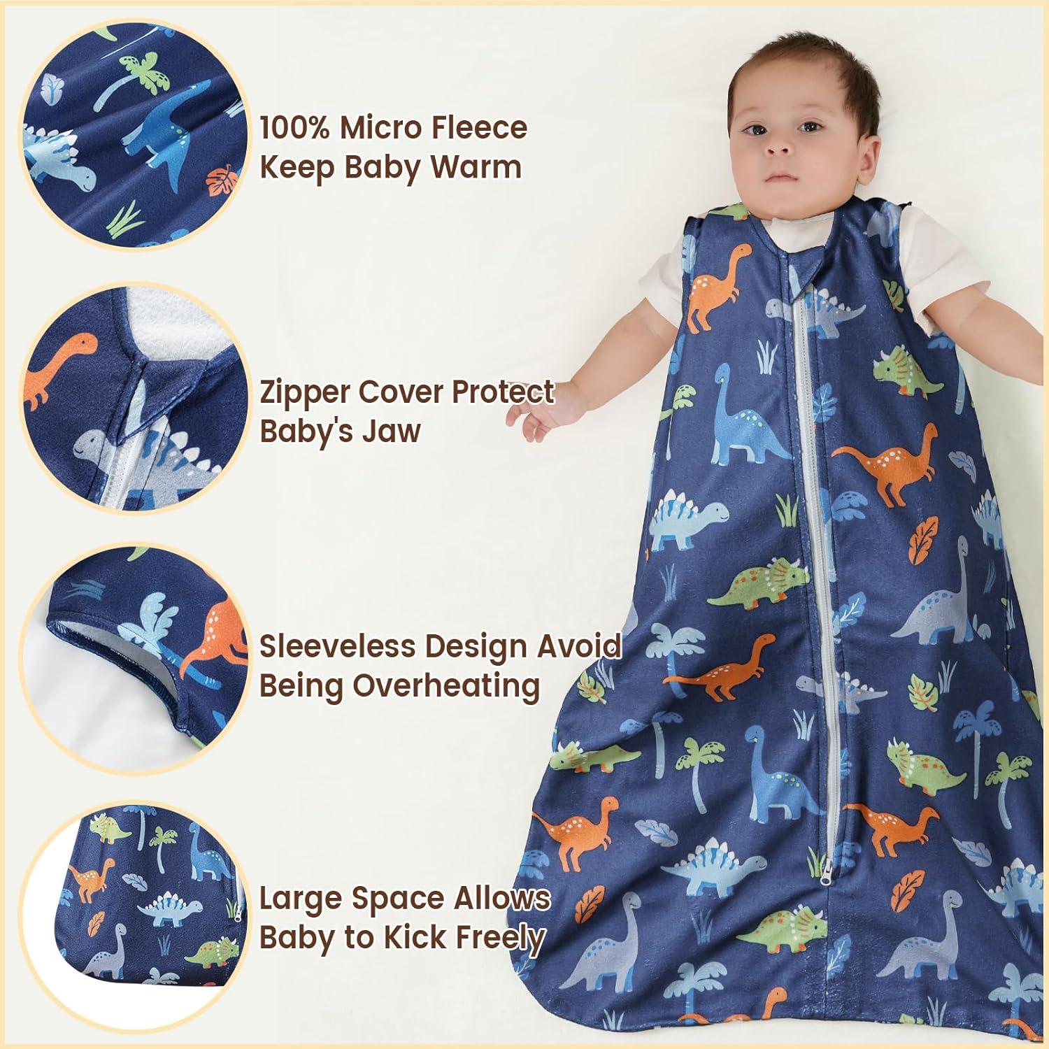 Saco de dormir PHF para bebés 0-6 meses, 2 paquetes, dinosaurio