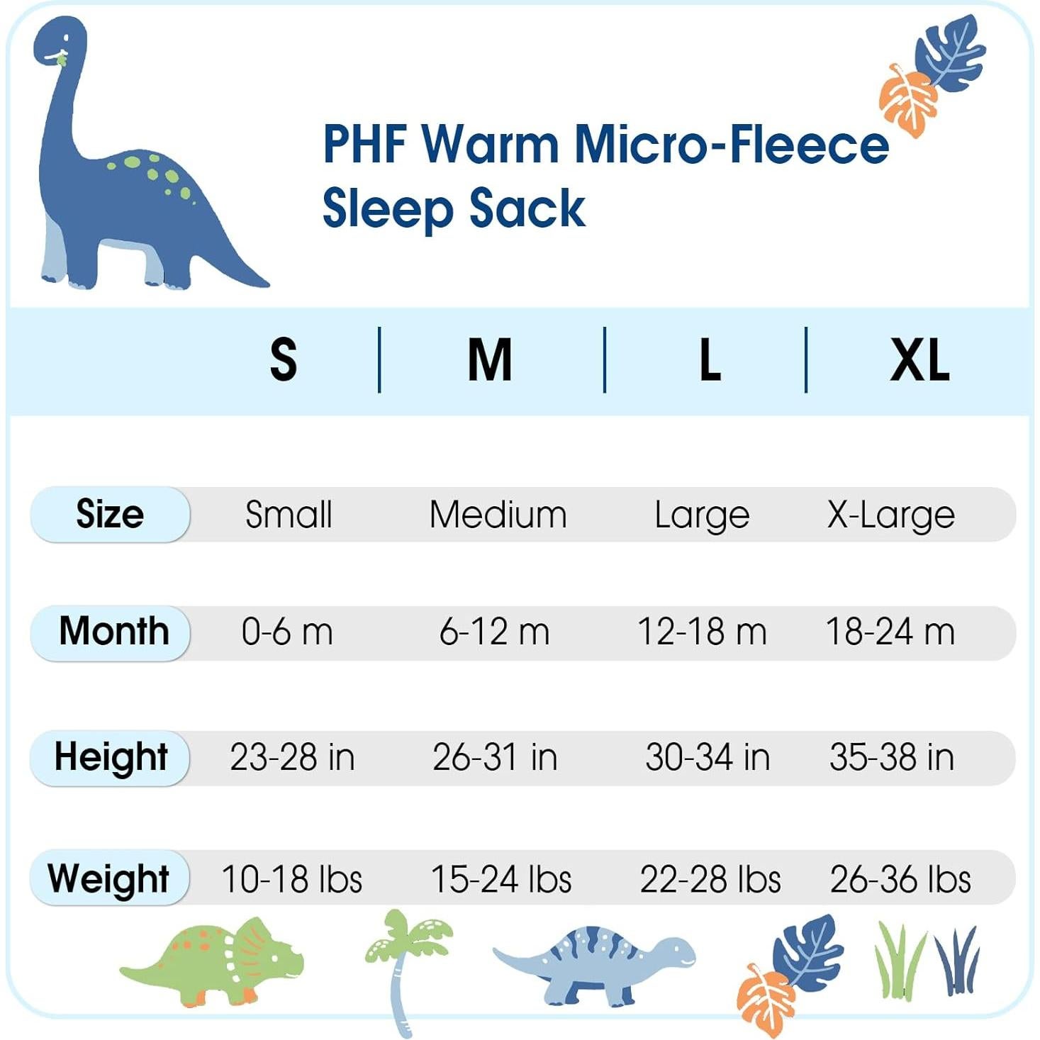 Saco de dormir PHF para bebés 0-6 meses, 2 paquetes, dinosaurio