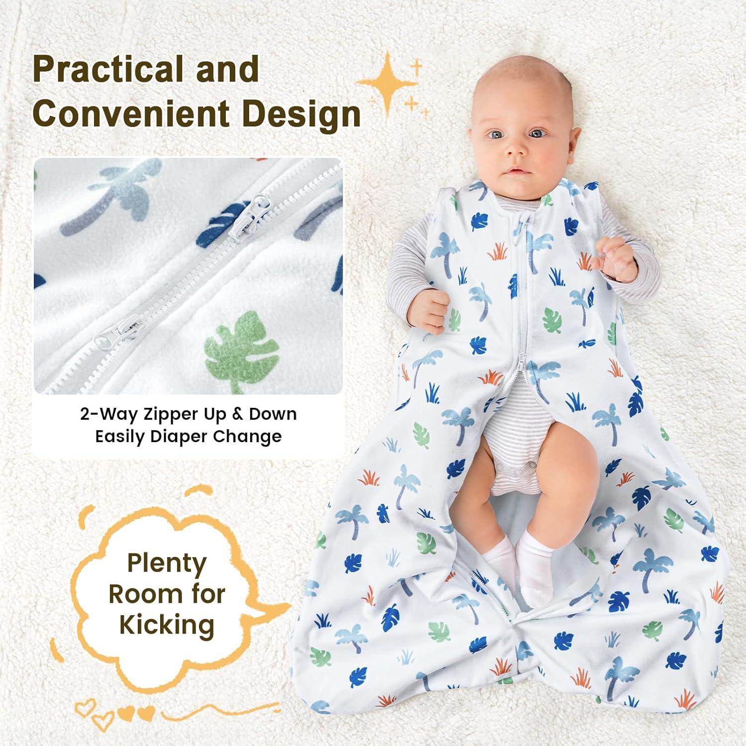 Saco de dormir PHF para bebés 0-6 meses, 2 paquetes, dinosaurio