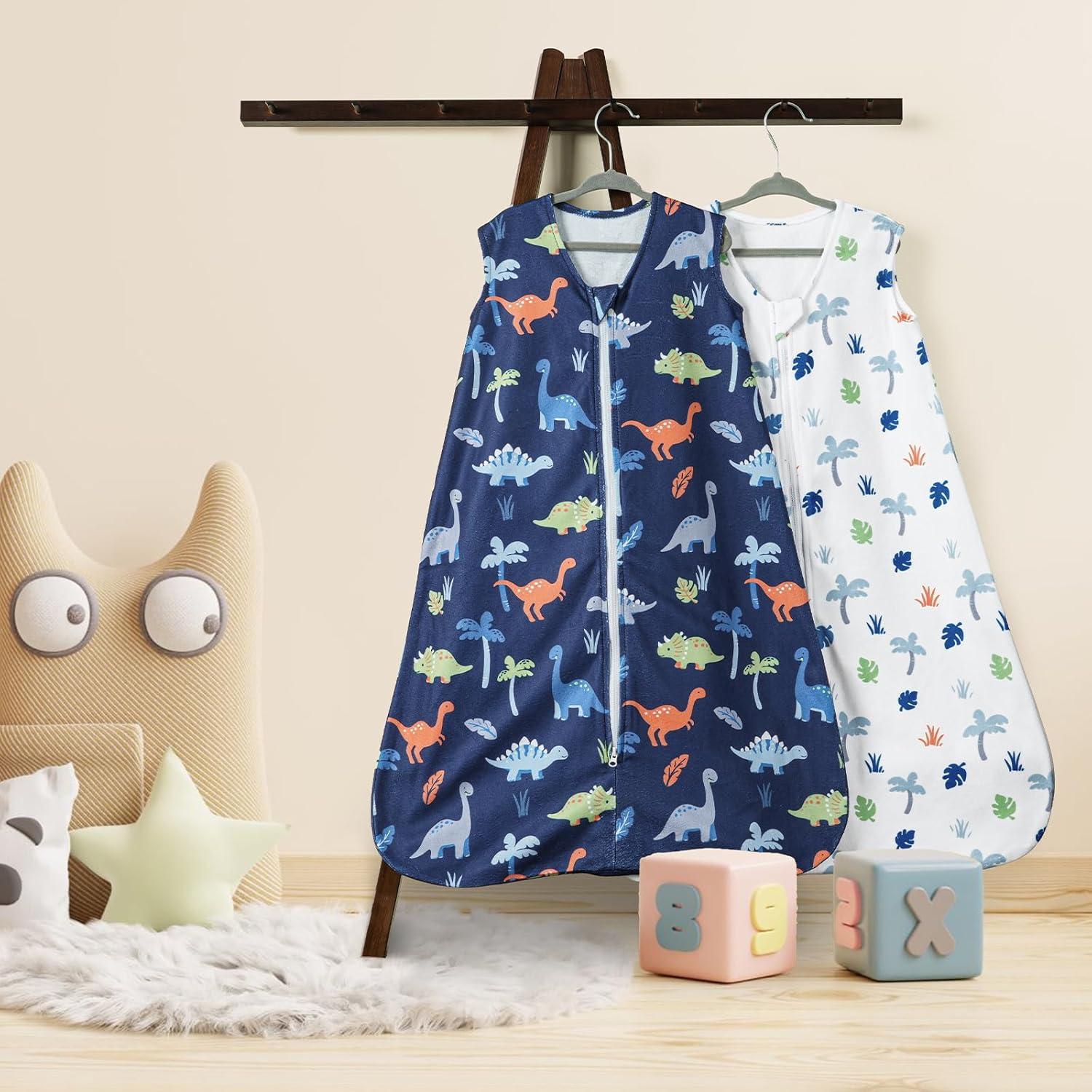 Saco de dormir PHF para bebés 0-6 meses, 2 paquetes, dinosaurio