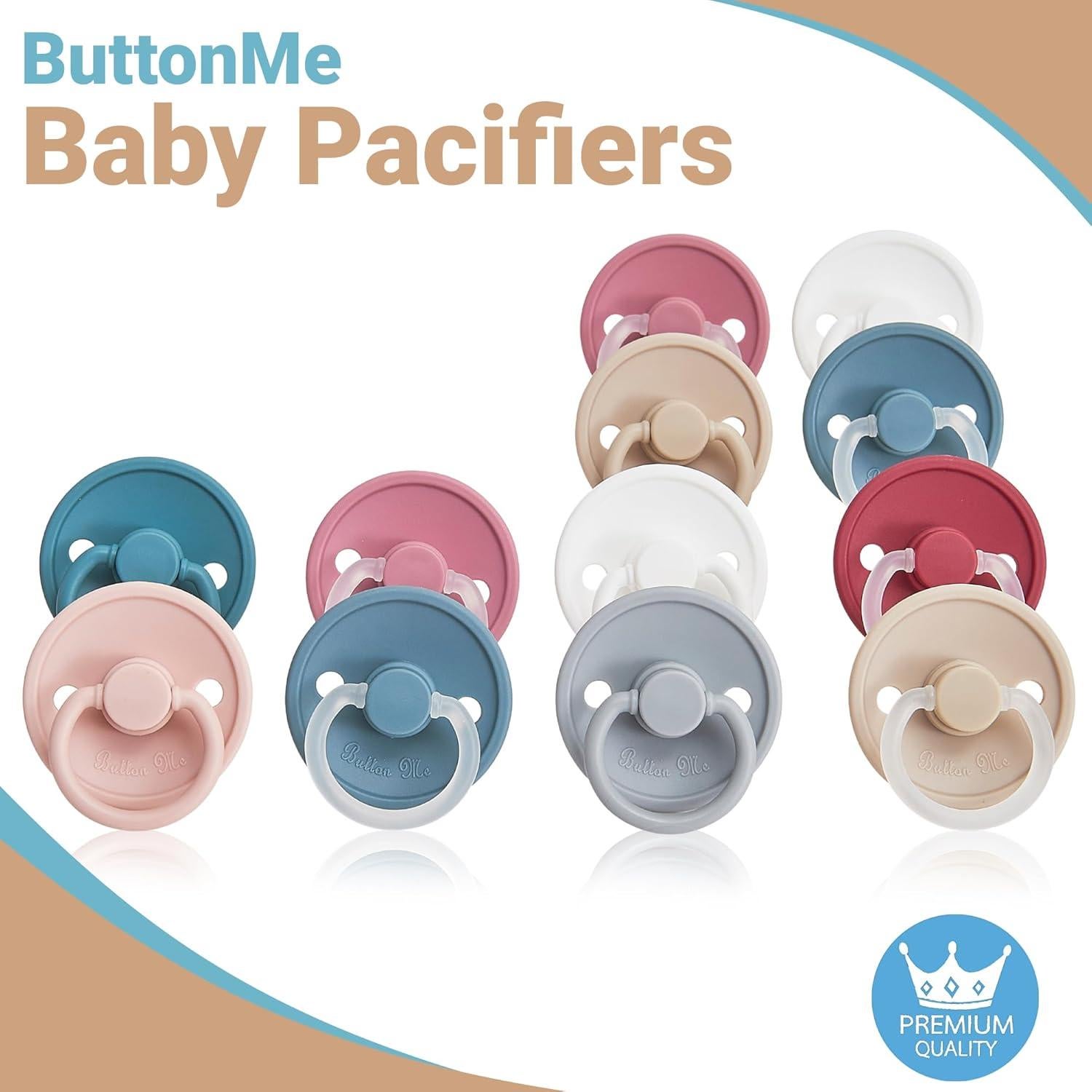 Chupetes de Silicona Premium ButtonMe 6-18 Meses Sin BPA - Paquete de 2