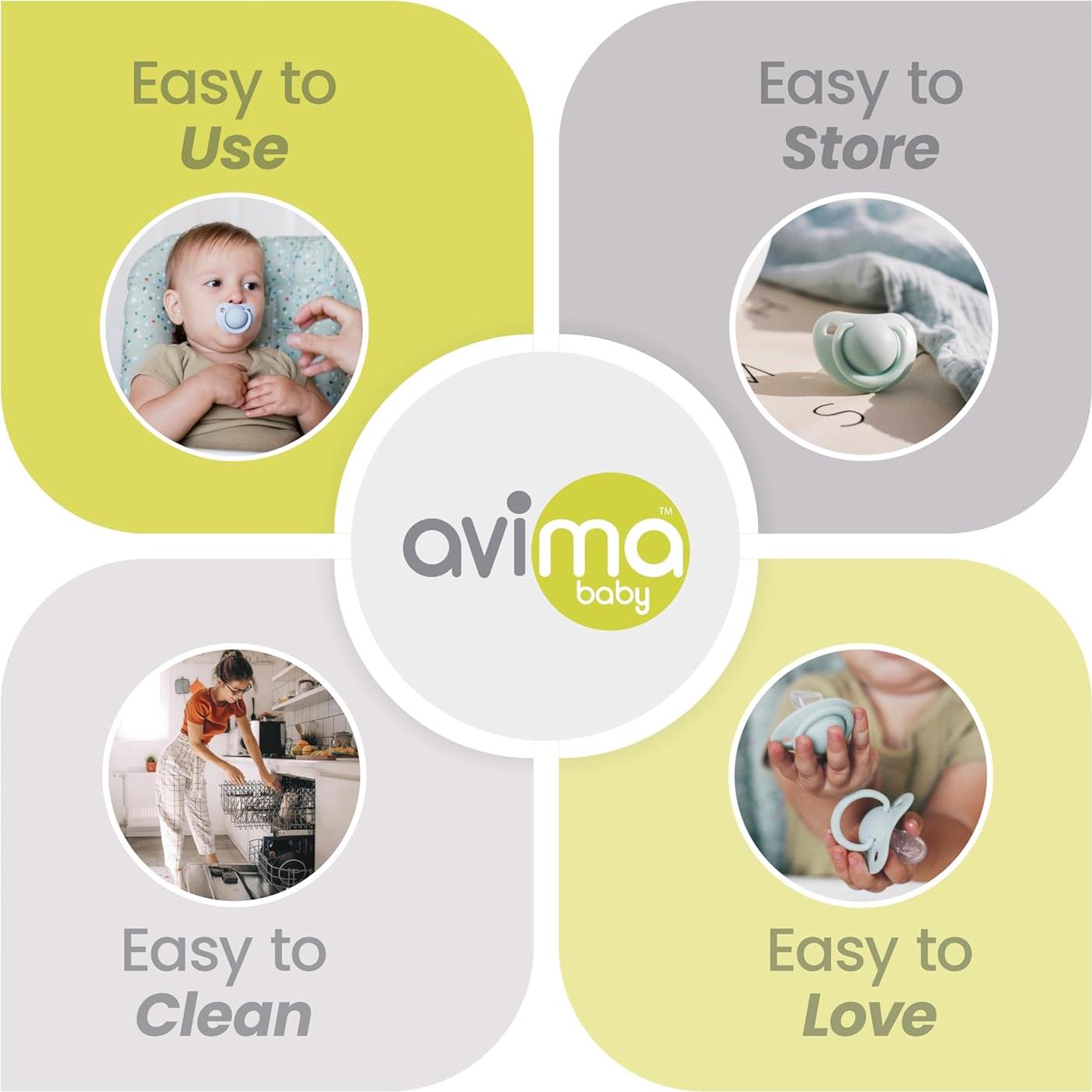 Chupetes Ortodónticos Avima 0-6 Meses Silicona Sin BPA - Paquete de 4