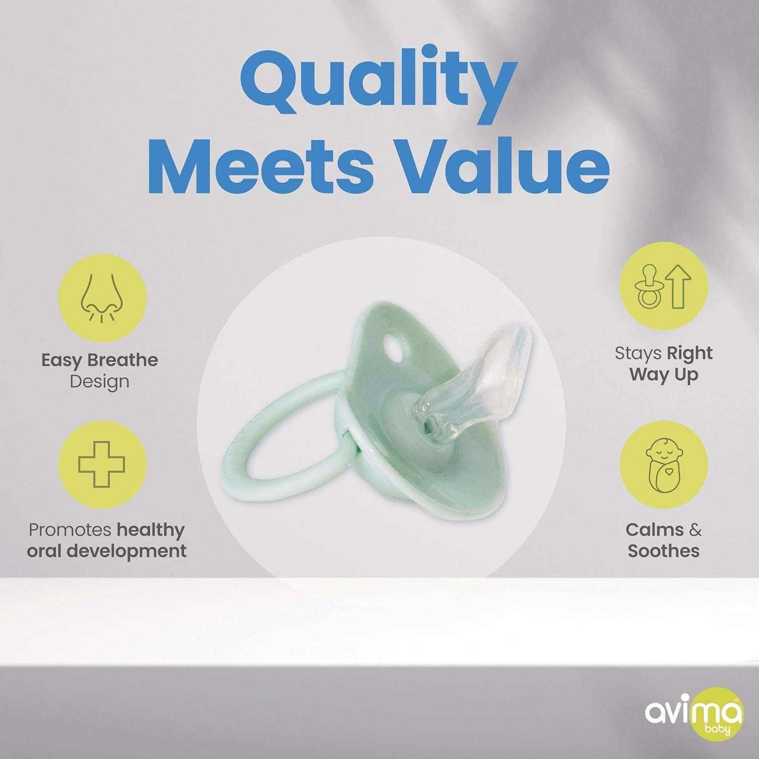 Chupetes Ortodónticos Avima 0-6 Meses Silicona Sin BPA - Paquete de 4