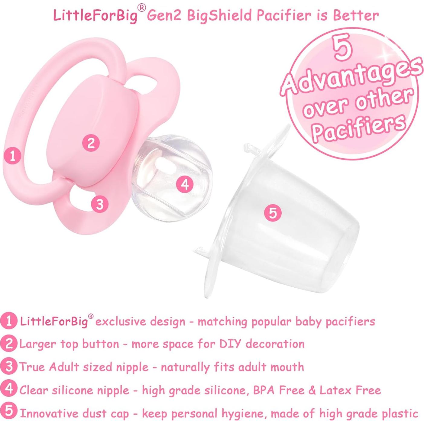 Chupetes Adulto Littleforbig Bigshield Generación II 3 Pzs Rosa