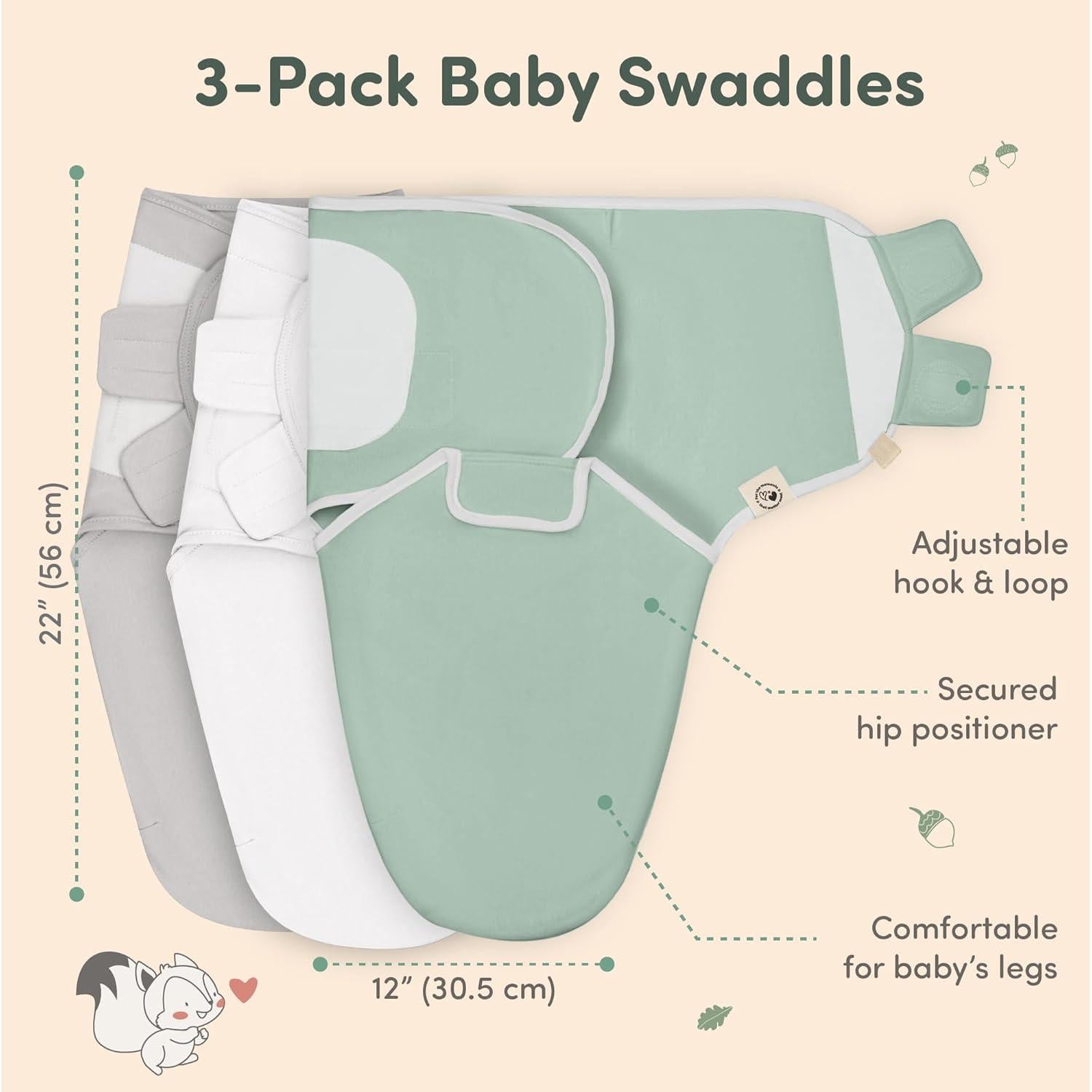 Saco de Sueño Orgánico Sweety Fox 3-Pack 0-3 Meses Musgo