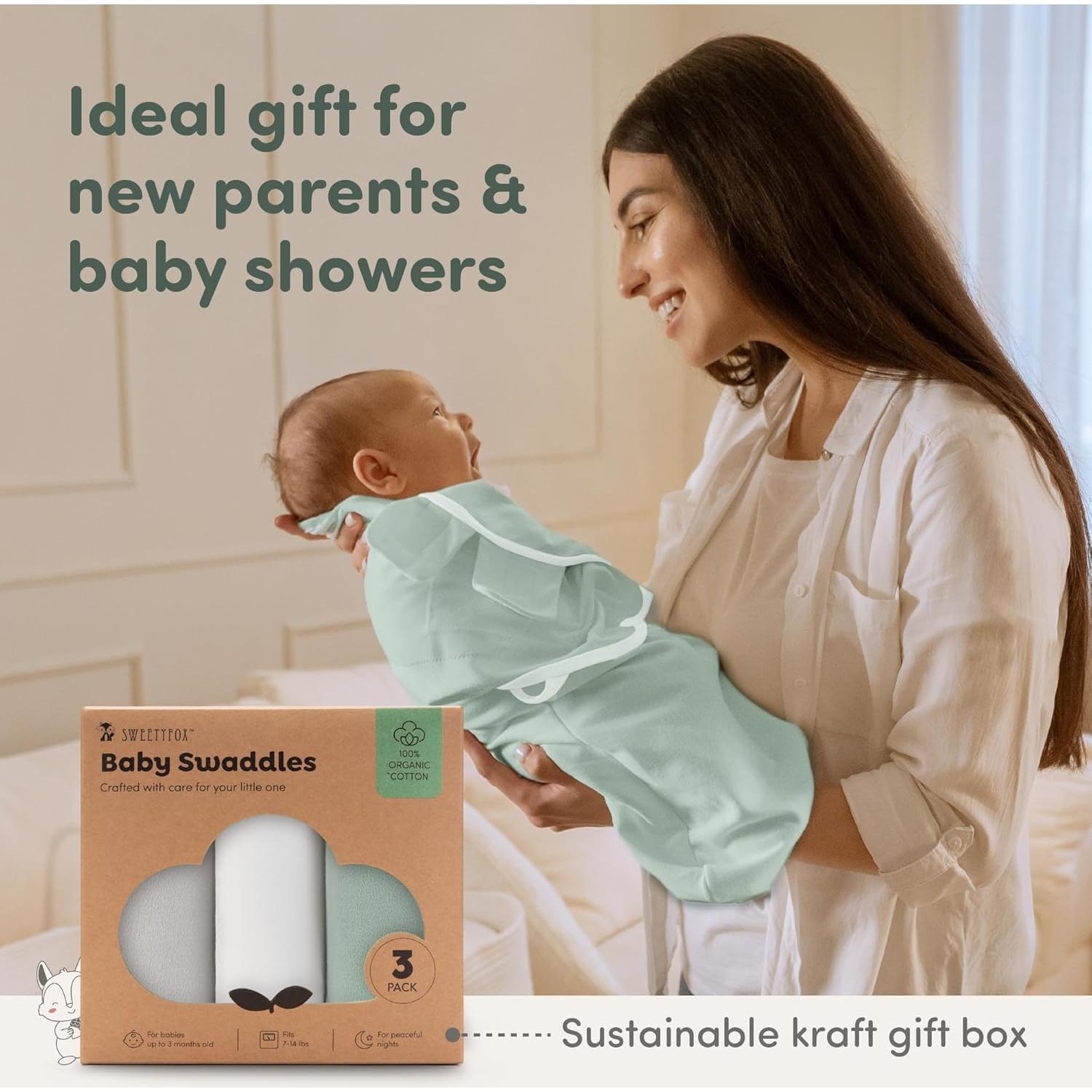 Saco de Sueño Orgánico Sweety Fox 3-Pack 0-3 Meses Musgo