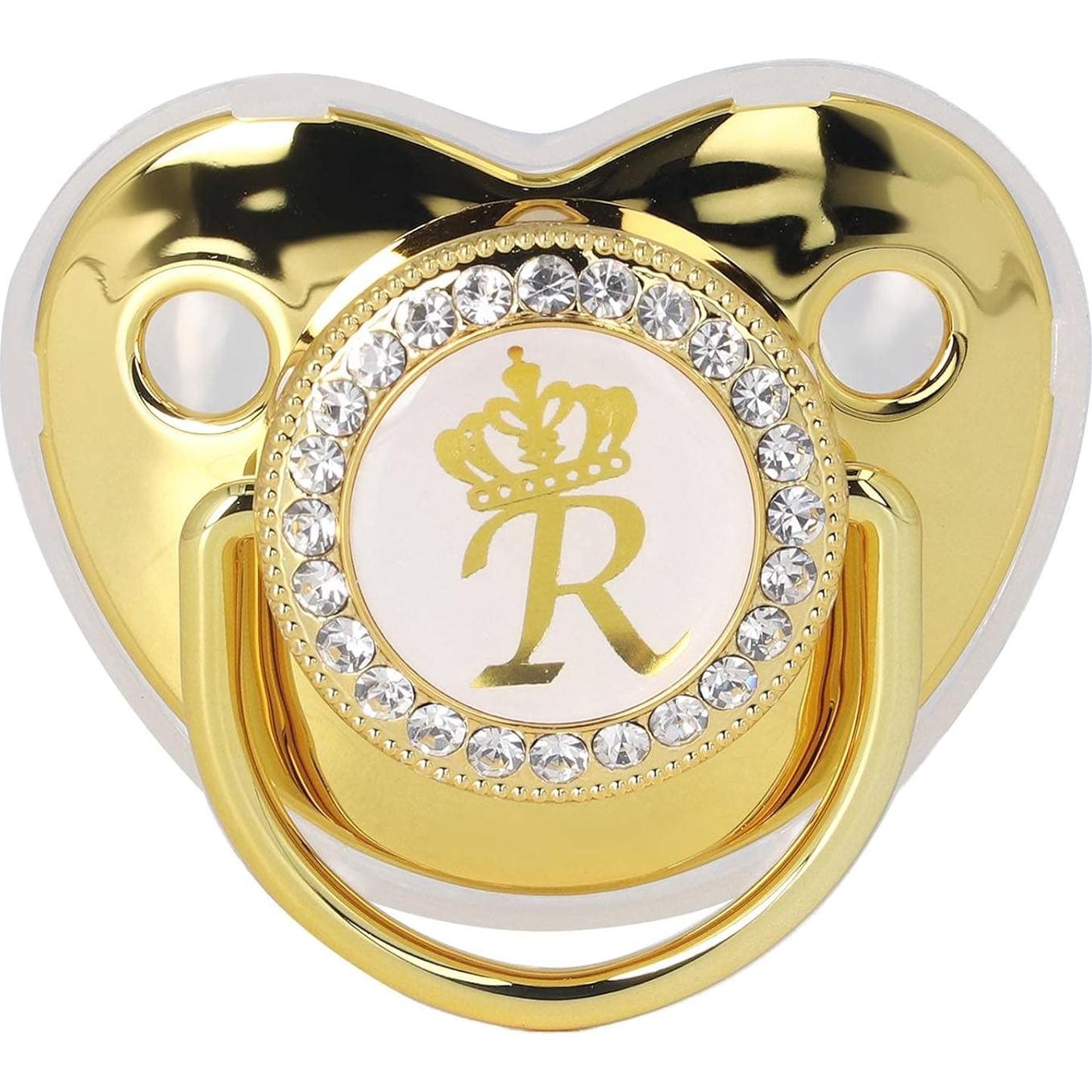 Chupete Dorado Personalizado con Clip y Cubierta Antipolvo