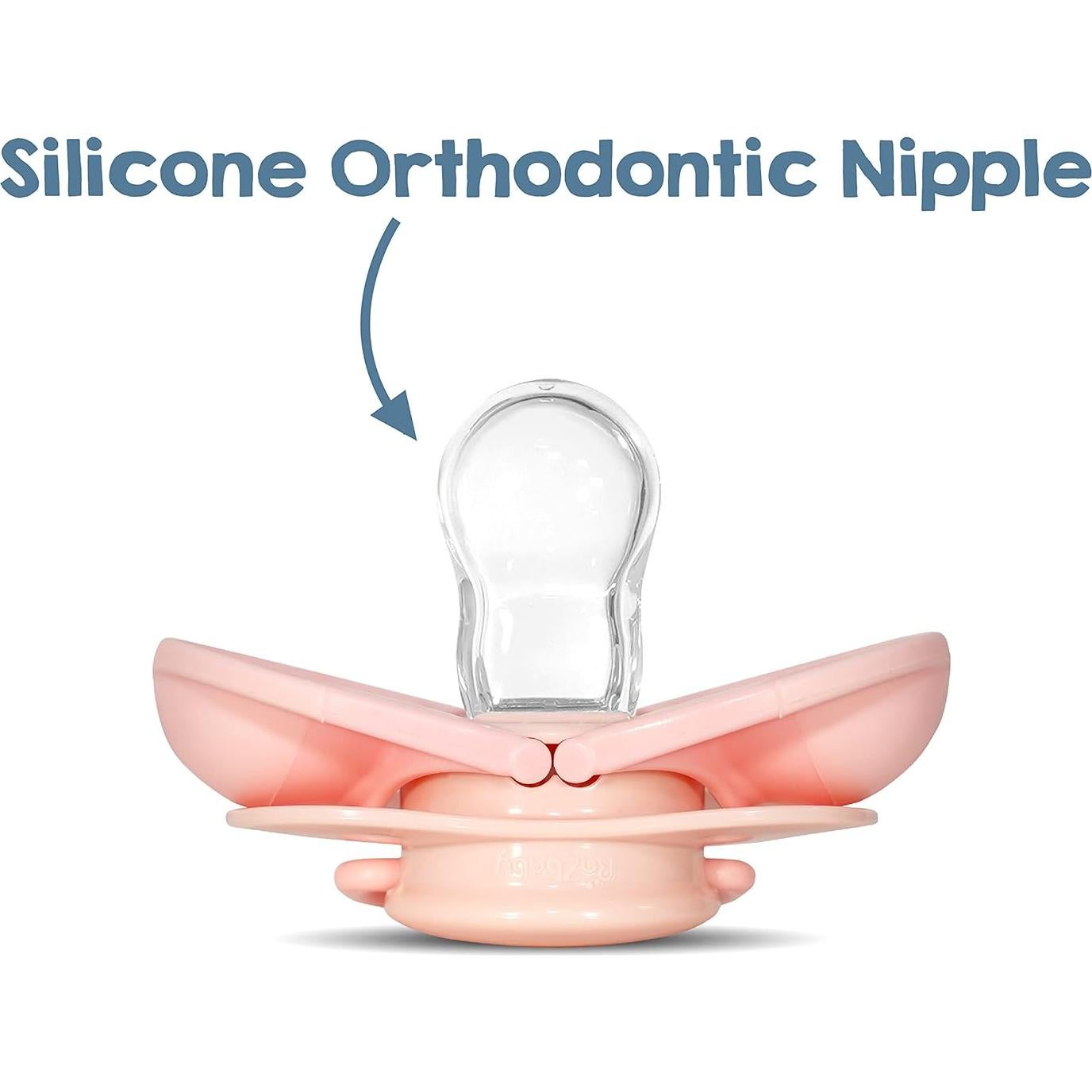 Chupete RaZbaby Keep-It-Kleen 2-Pack Silicona Libre BPA Rosa/Gris