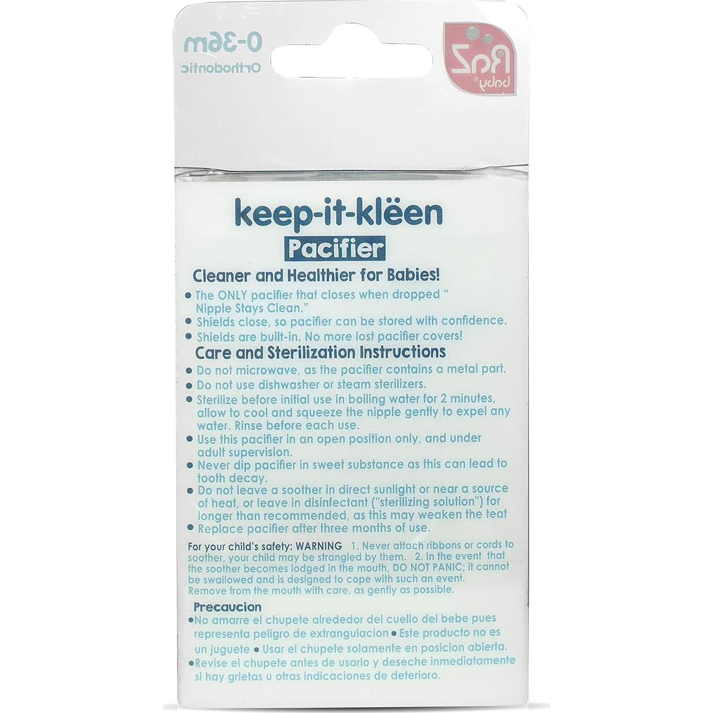 Chupete RaZbaby Keep-It-Kleen 2-Pack Silicona Libre BPA Rosa/Gris