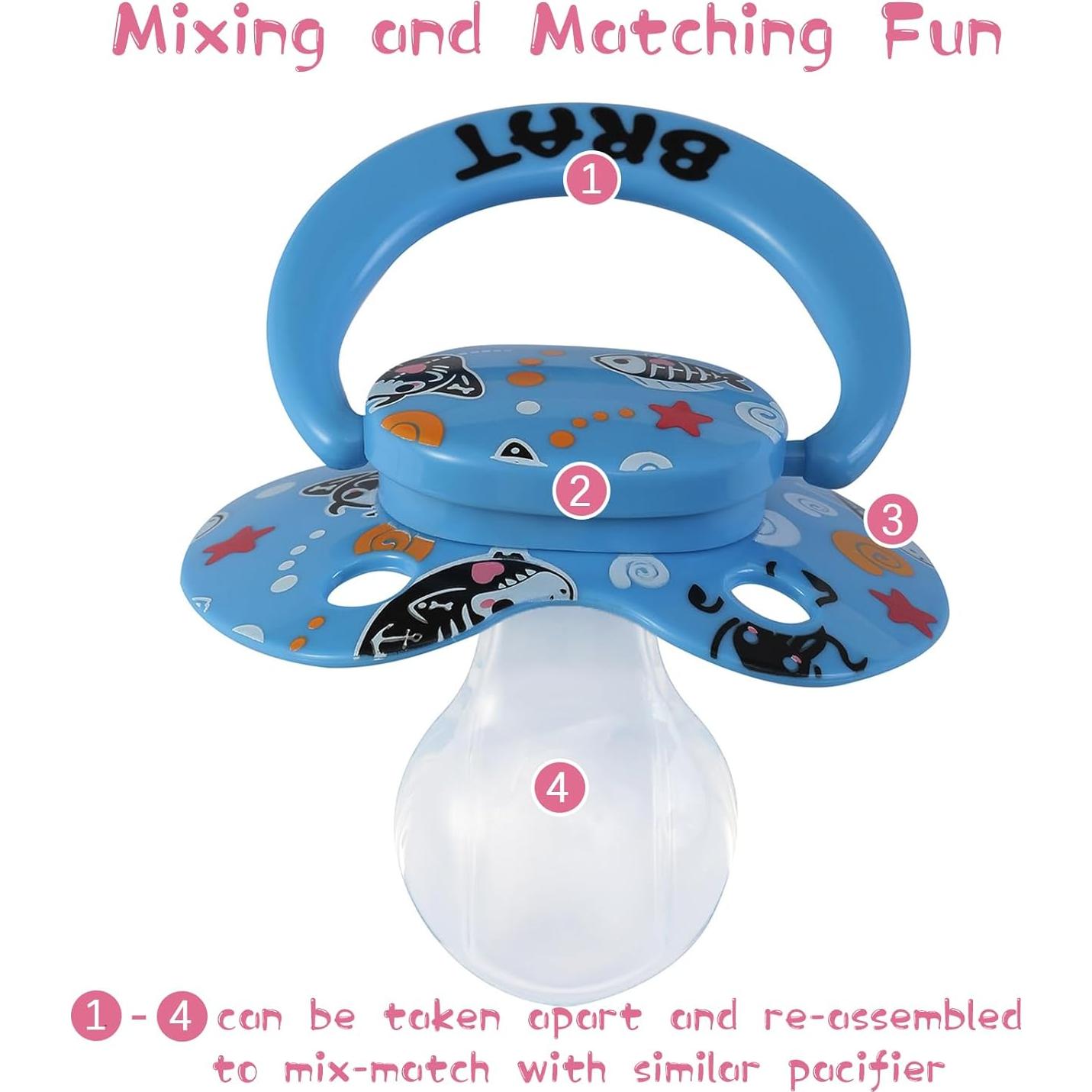 Chupete de Silicona Suave Adulto Tiburón 6.6 cm - Azul