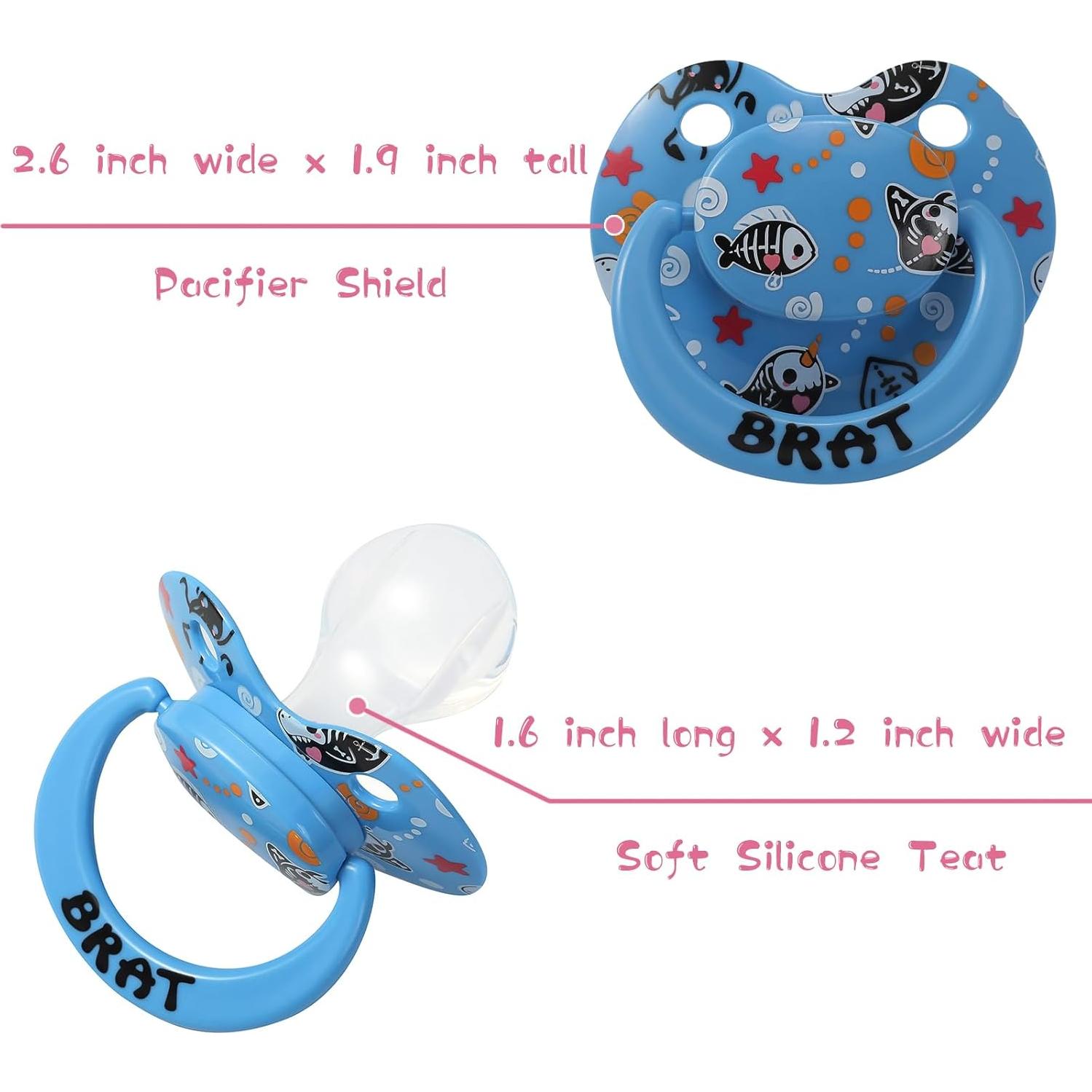 Chupete de Silicona Suave Adulto Tiburón 6.6 cm - Azul