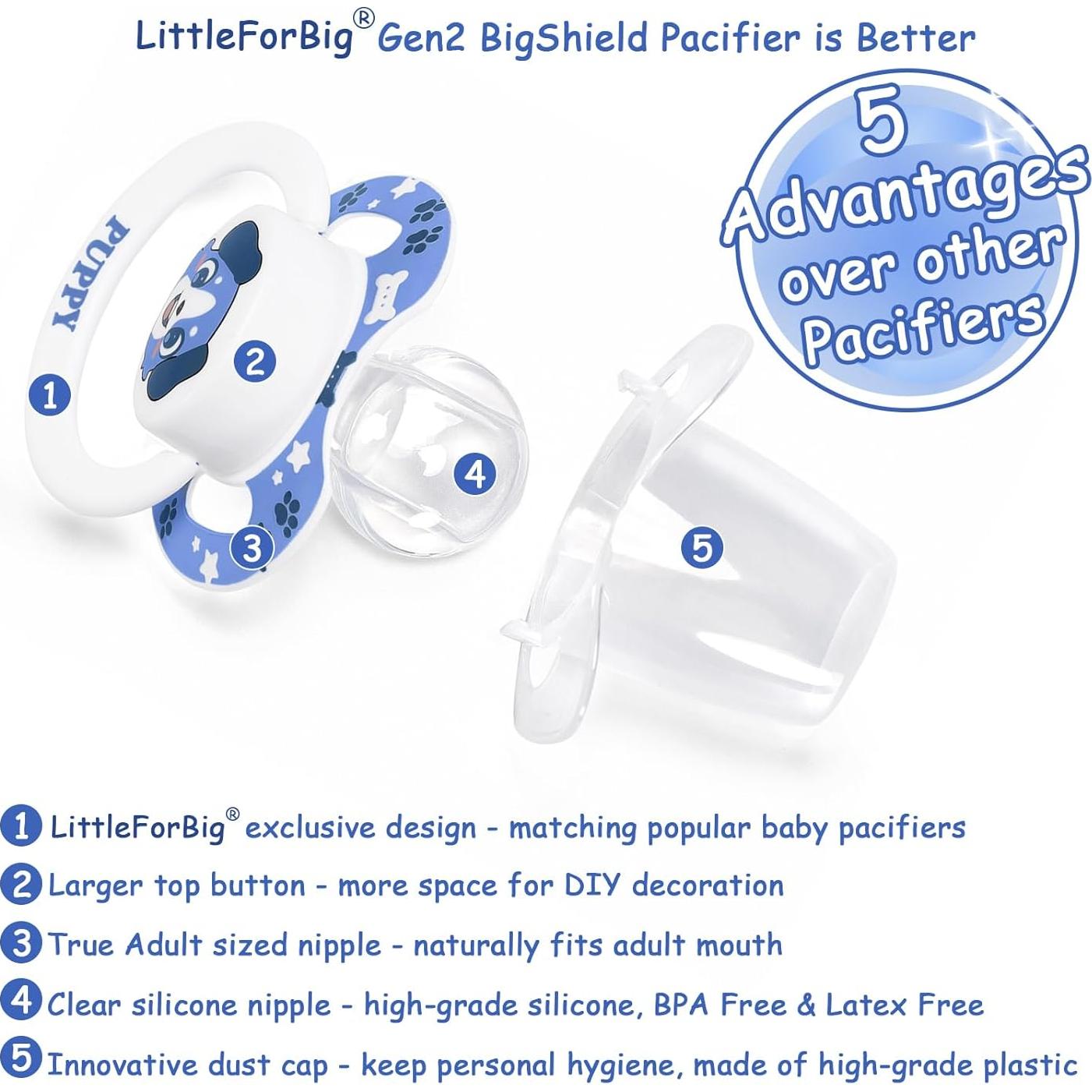 Chupete Grande LittleForBig BigShield Adulto Impreso Azul