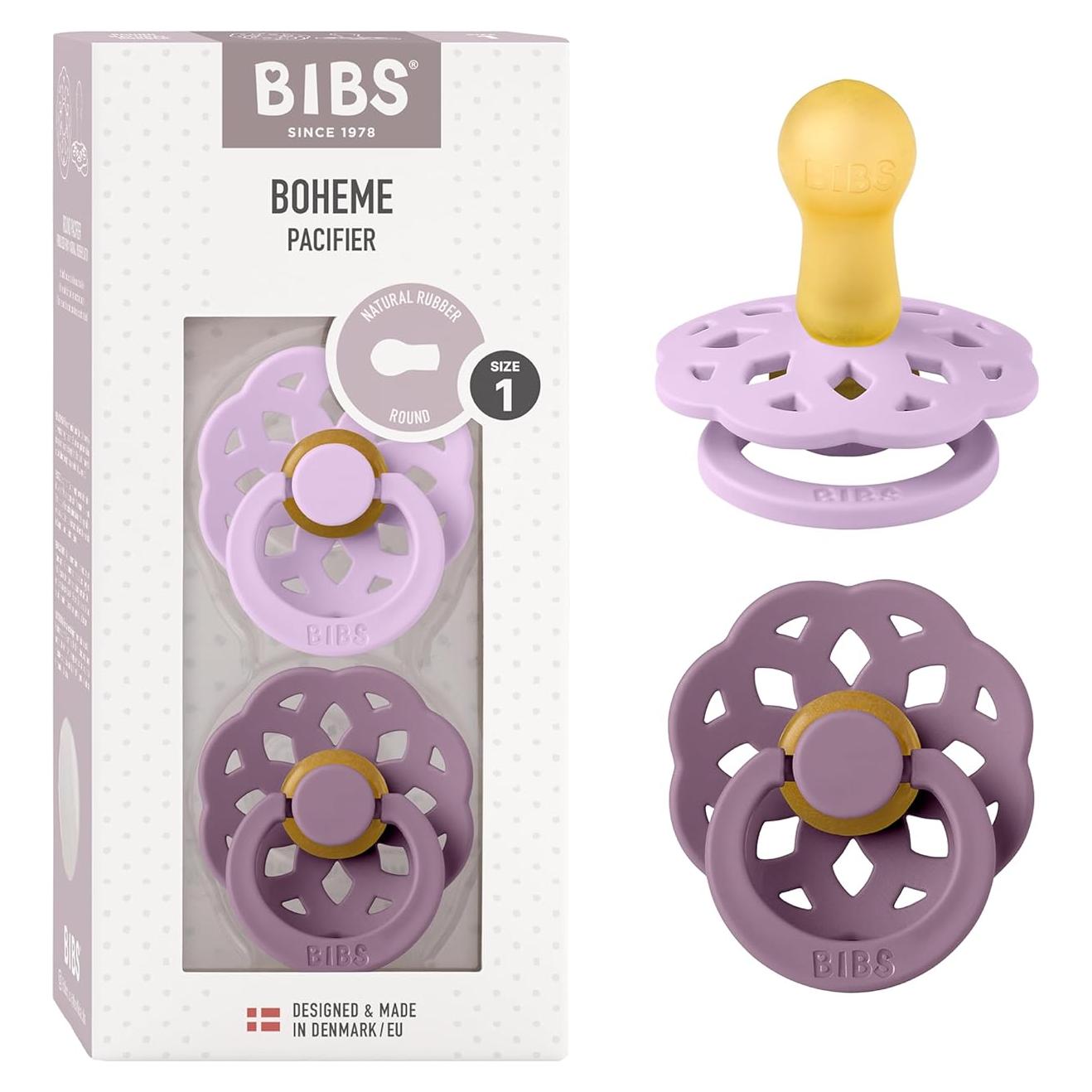 Chupetes BIBS 0-6 Meses 2-Pack Láttex Natural Cielo Violeta