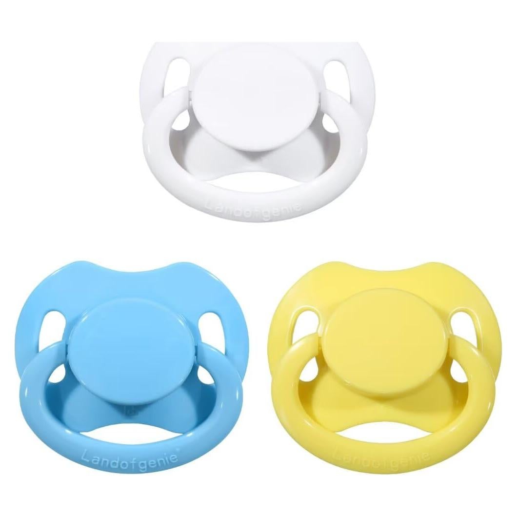 Set de Chupetes para Adultos Landofgenie 3 Pack - Blanco, Azul, Amarillo