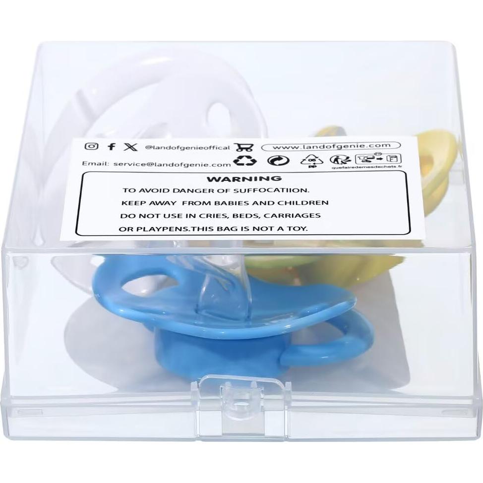 Set de Chupetes para Adultos Landofgenie 3 Pack - Blanco, Azul, Amarillo