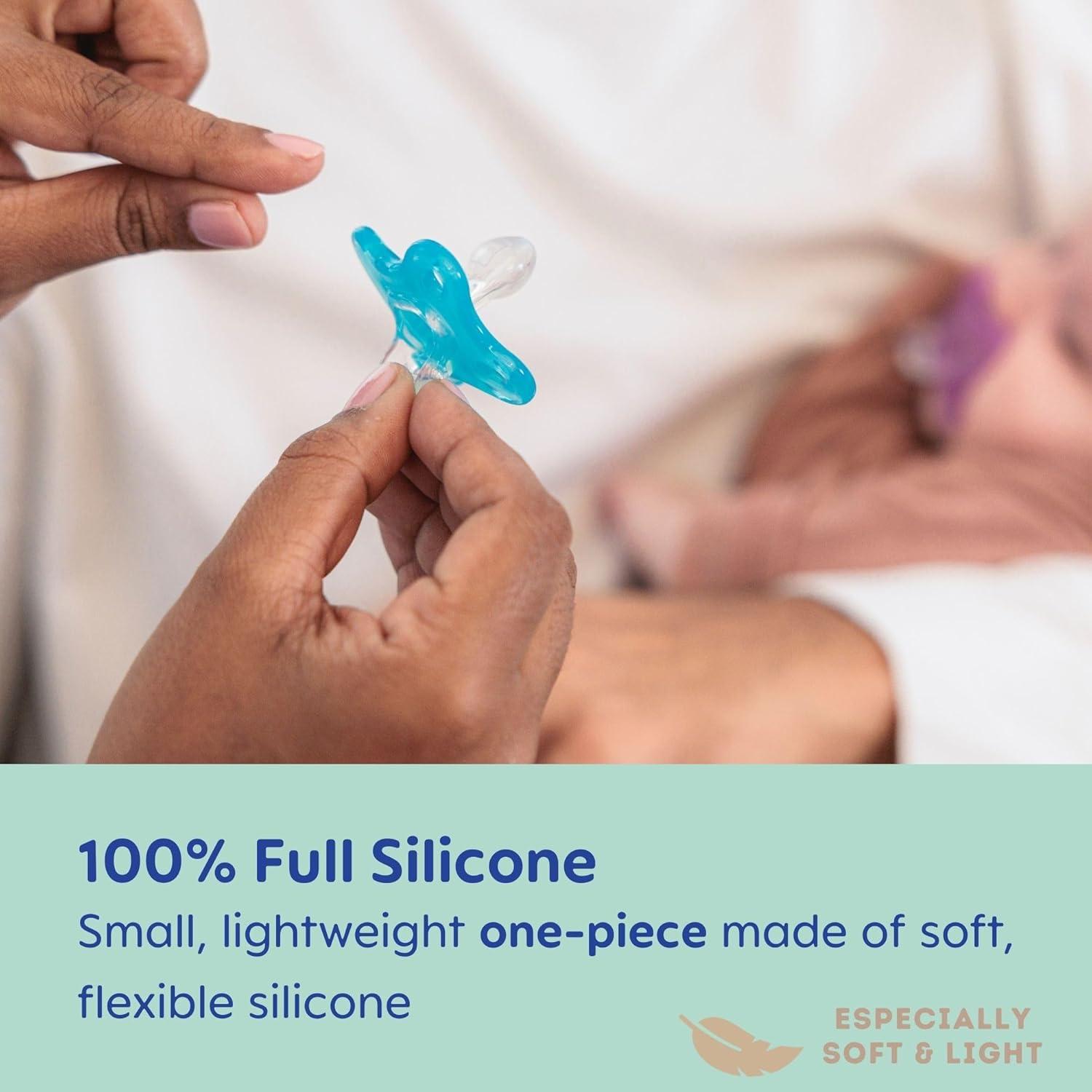 MAM Comfort Baby Pacifiers, Lightweight One-Piece Full Silicone Binky for Newborns 3-12 Months, BPA-Free, Easy to Clean Pacifier, Best for Breastfed Babies, with Sterilizer Case, 2 Count Binkies