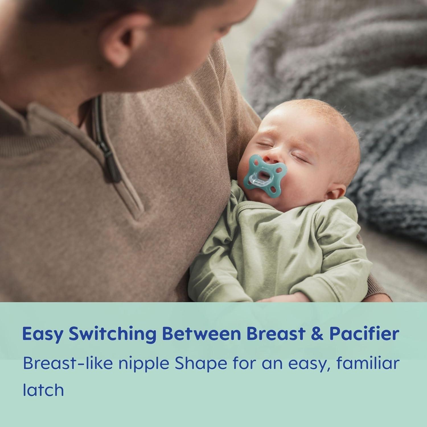 MAM Comfort Baby Pacifiers, Lightweight One-Piece Full Silicone Binky for Newborns 3-12 Months, BPA-Free, Easy to Clean Pacifier, Best for Breastfed Babies, with Sterilizer Case, 2 Count Binkies