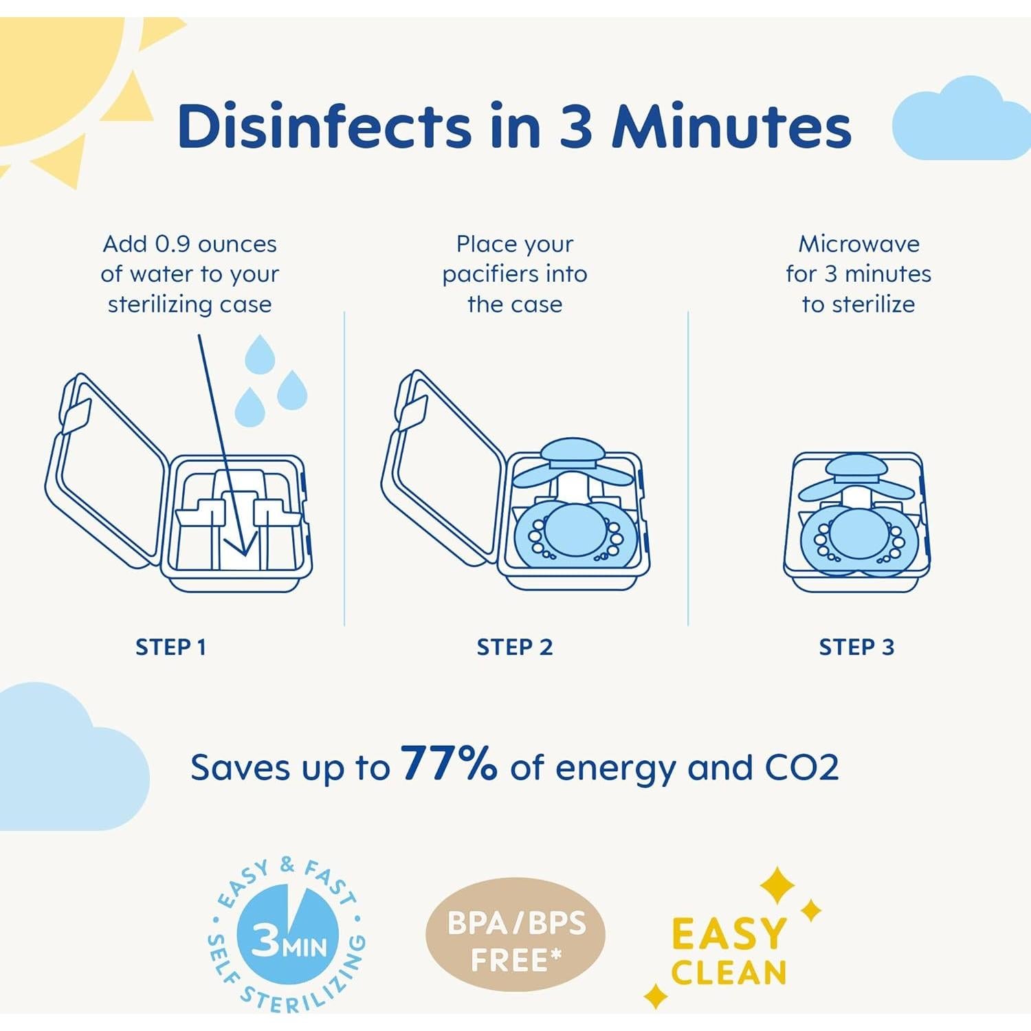 MAM Comfort Baby Pacifiers, Lightweight One-Piece Full Silicone Binky for Newborns 3-12 Months, BPA-Free, Easy to Clean Pacifier, Best for Breastfed Babies, with Sterilizer Case, 2 Count Binkies