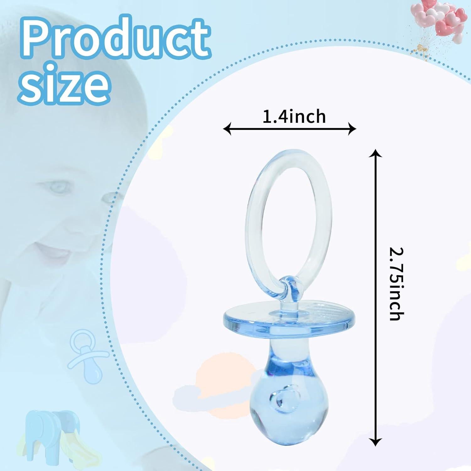 50 Chupetes de Acrílico Azul para Fiesta de Bebé DIY