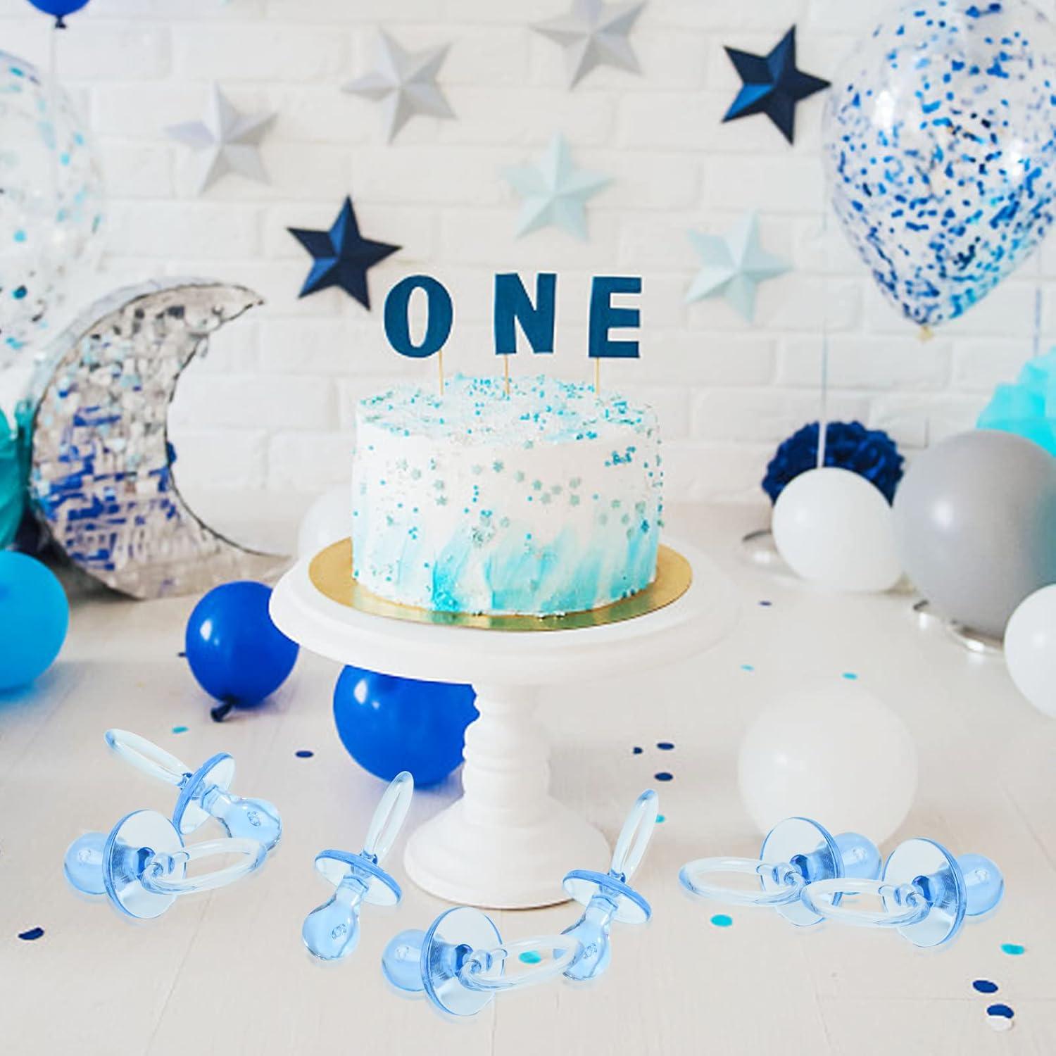 50 Chupetes de Acrílico Azul para Fiesta de Bebé DIY
