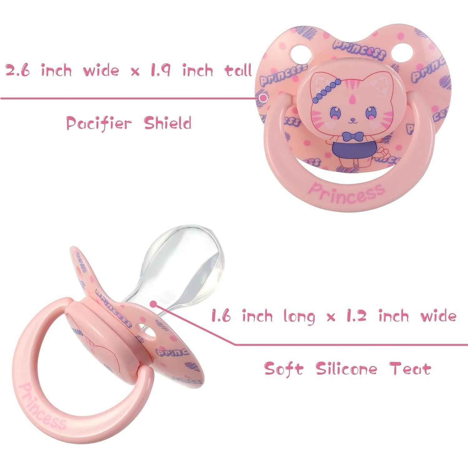 Chupete de Silicona Adulto con Gran Escudo - Diseño Gatito Rosa