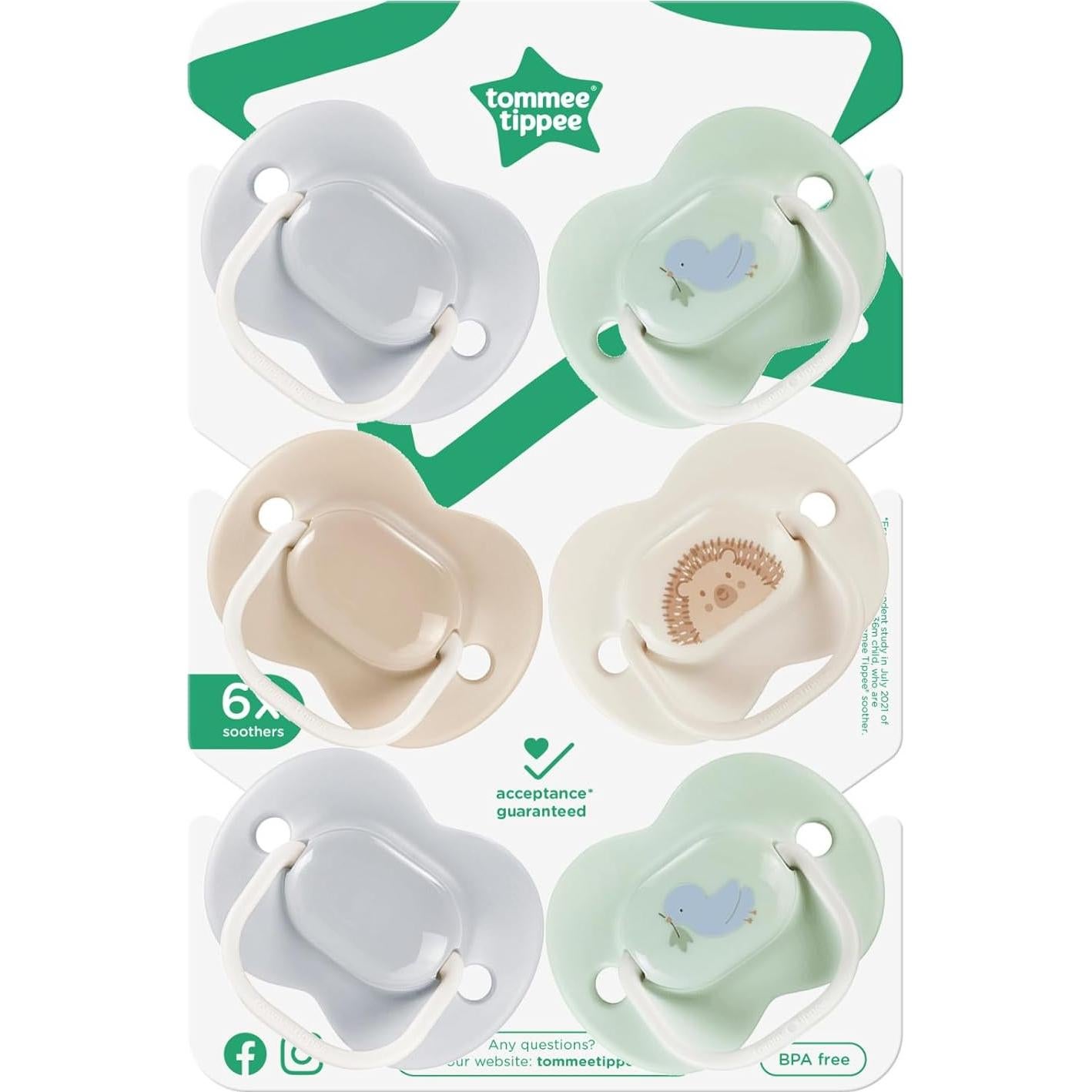 Chupetes Tommee Tippee Newborn Matte 0-6 Meses Sin BPA - 6 Pzas
