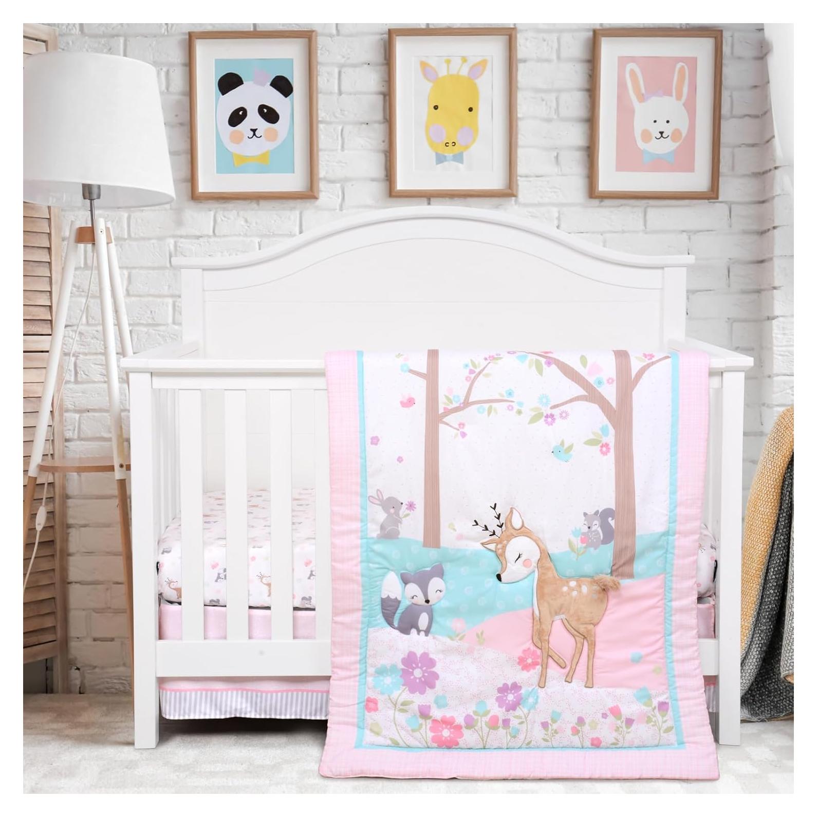 Juego de Ropa de Cuna UOMNY 3 Piezas Bosque de Ciervos