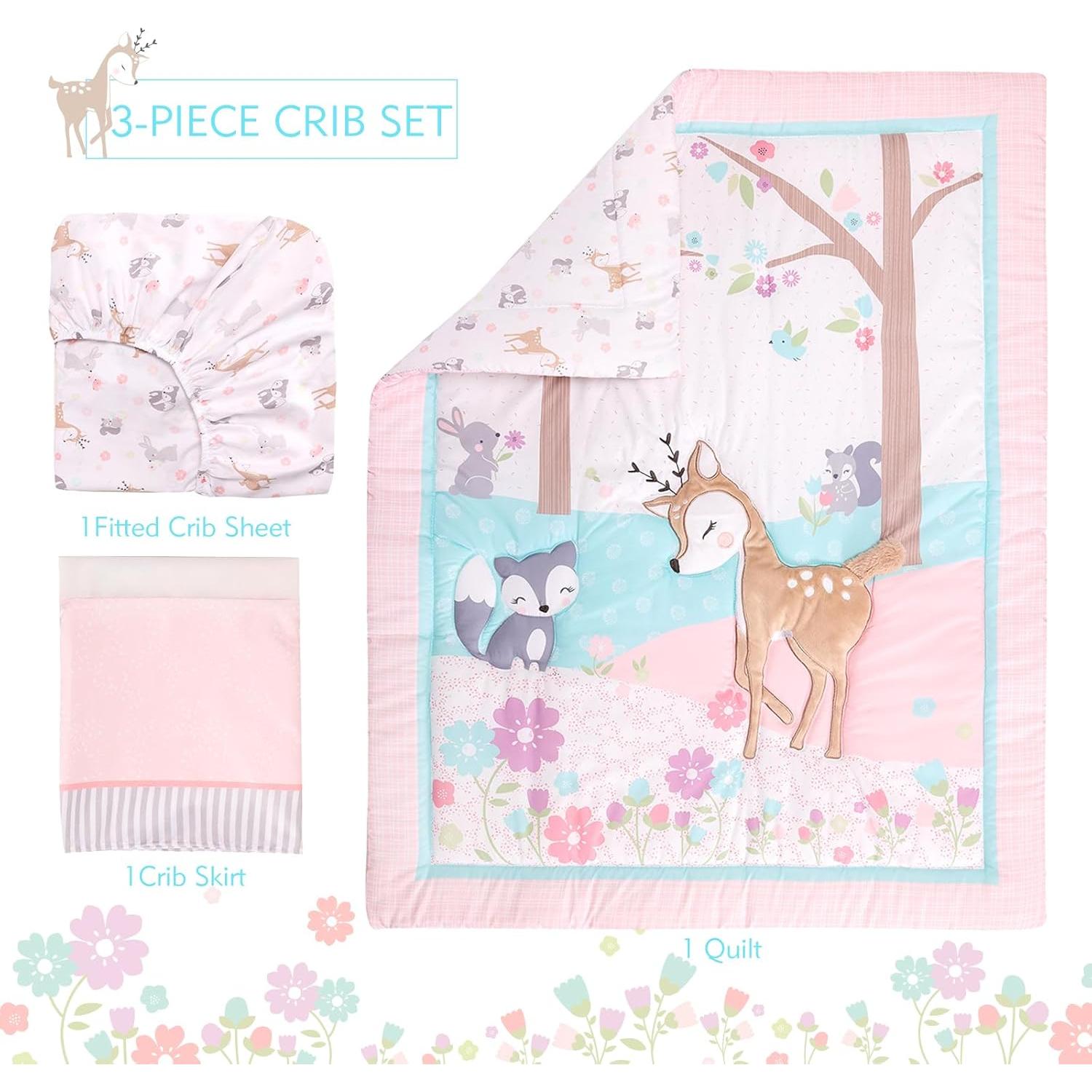 Juego de Ropa de Cuna UOMNY 3 Piezas Bosque de Ciervos