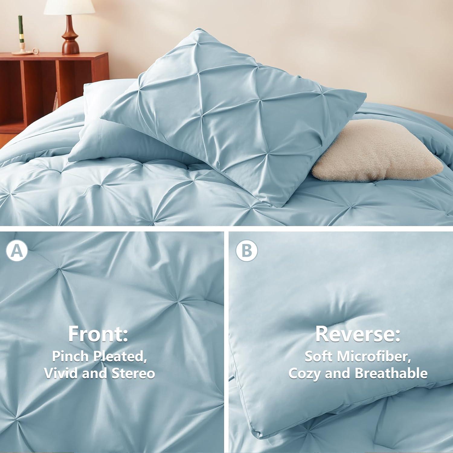 Conjunto de Edredón CozyLux Reina 7 Piezas Azul Claro