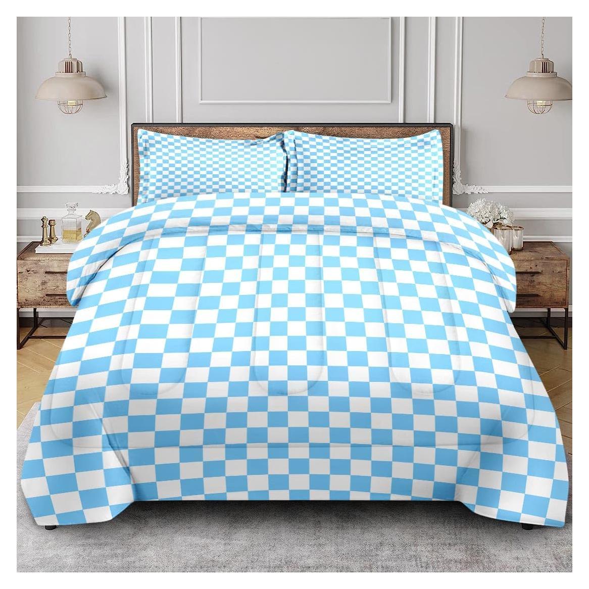 Juego de Edredón Reina Nesphy Microfibra Azul Bebé 3 Piezas