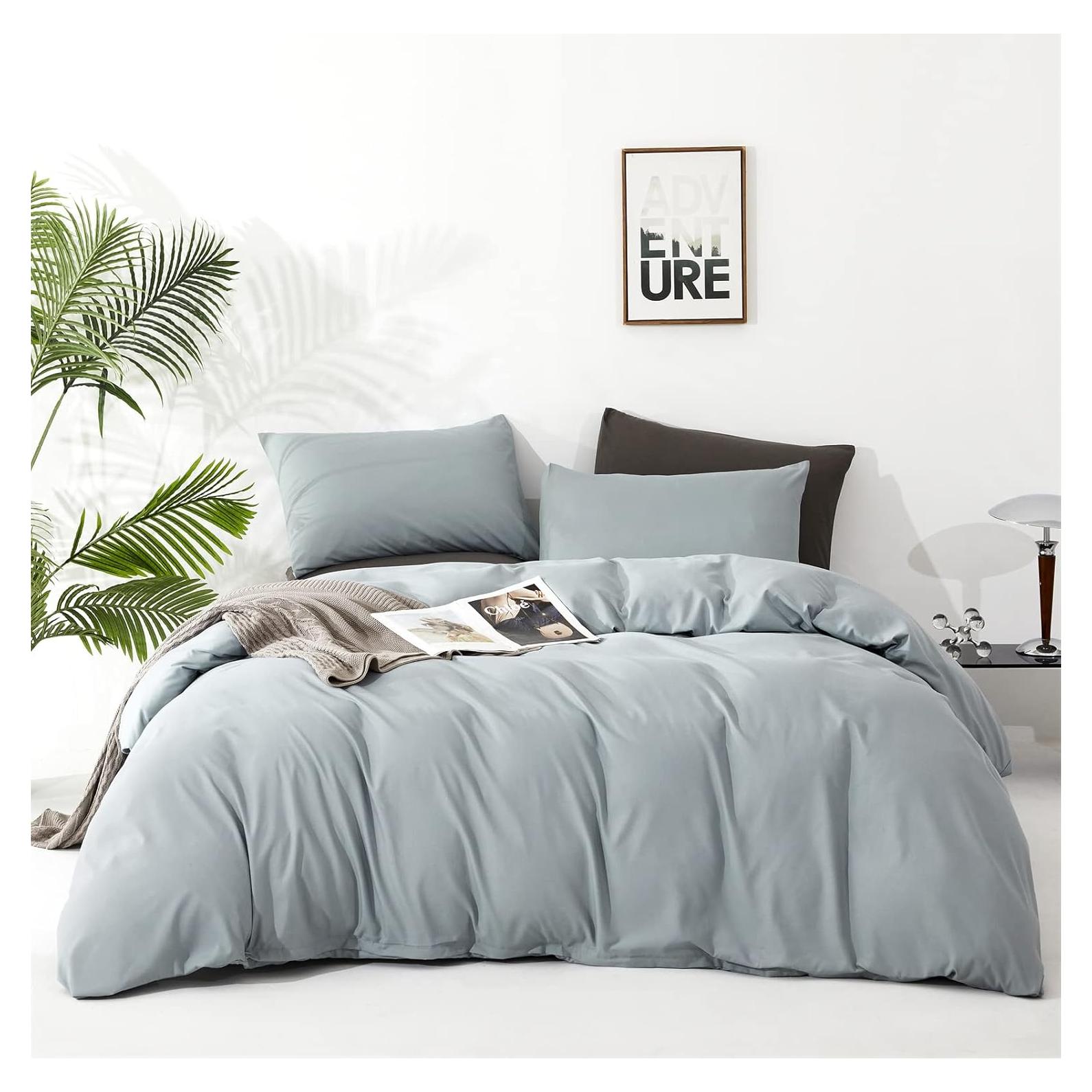 Juego de Edredón Queen Cottonight Azul Bruma 3 Piezas