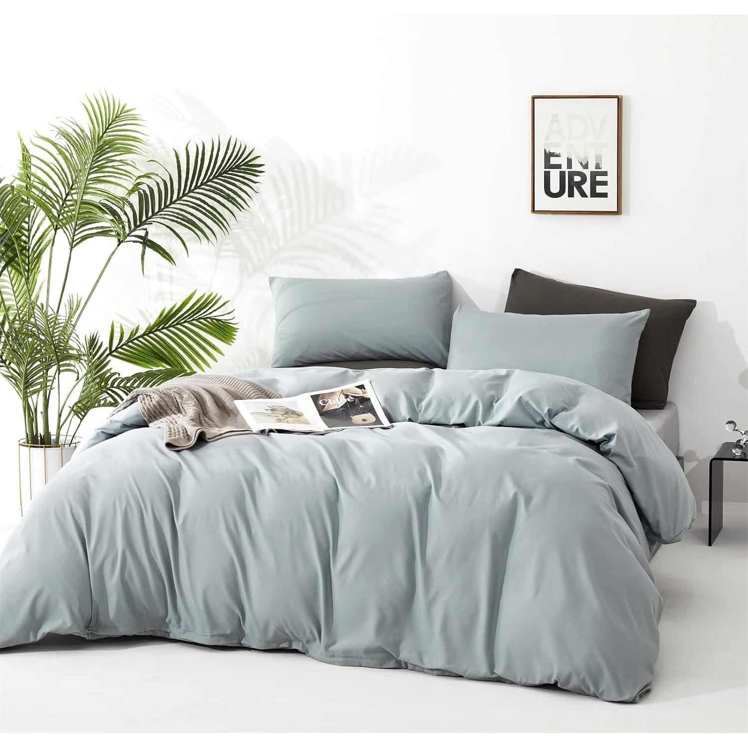 Juego de Edredón Queen Cottonight Azul Bruma 3 Piezas