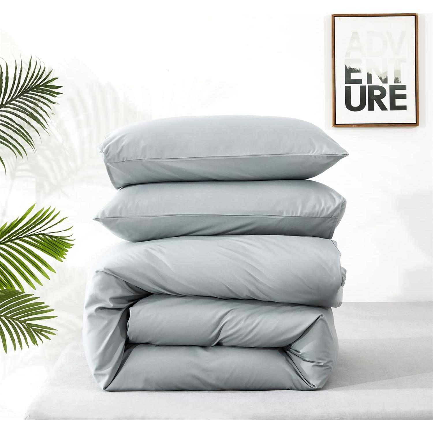 Juego de Edredón Queen Cottonight Azul Bruma 3 Piezas