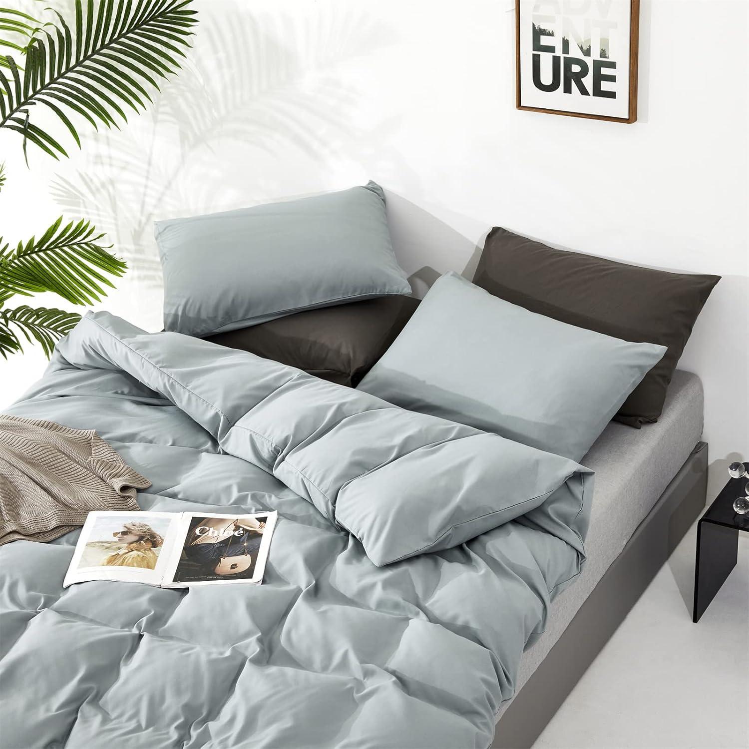 Juego de Edredón Queen Cottonight Azul Bruma 3 Piezas