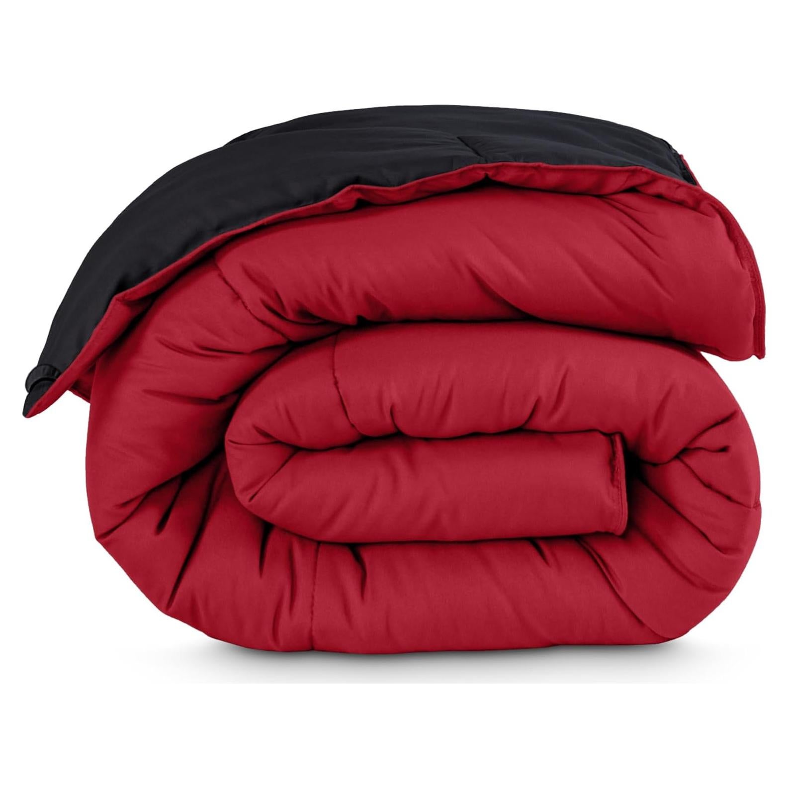 Edredón Completo Bare Home Reversible Microfibra Negro/Rojo