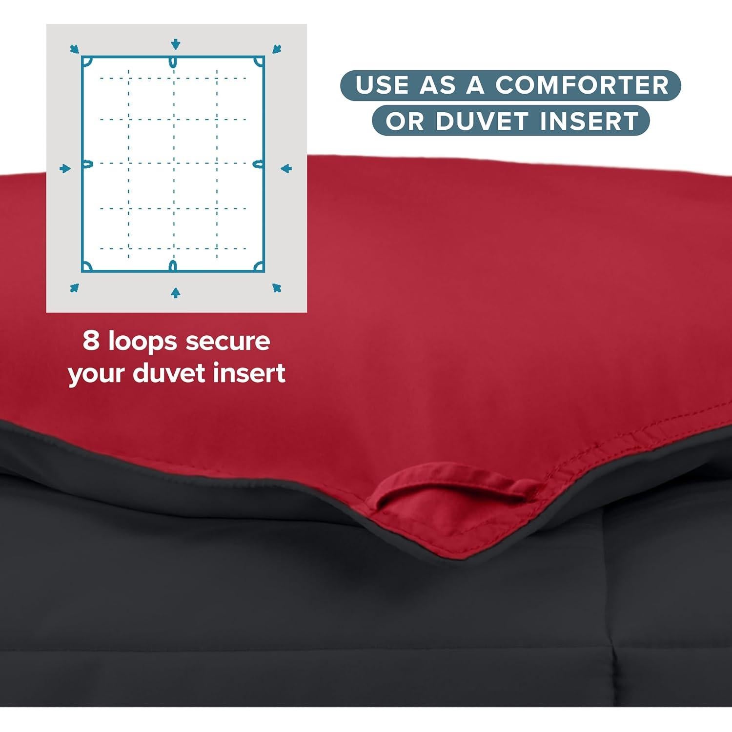 Edredón Completo Bare Home Reversible Microfibra Negro/Rojo