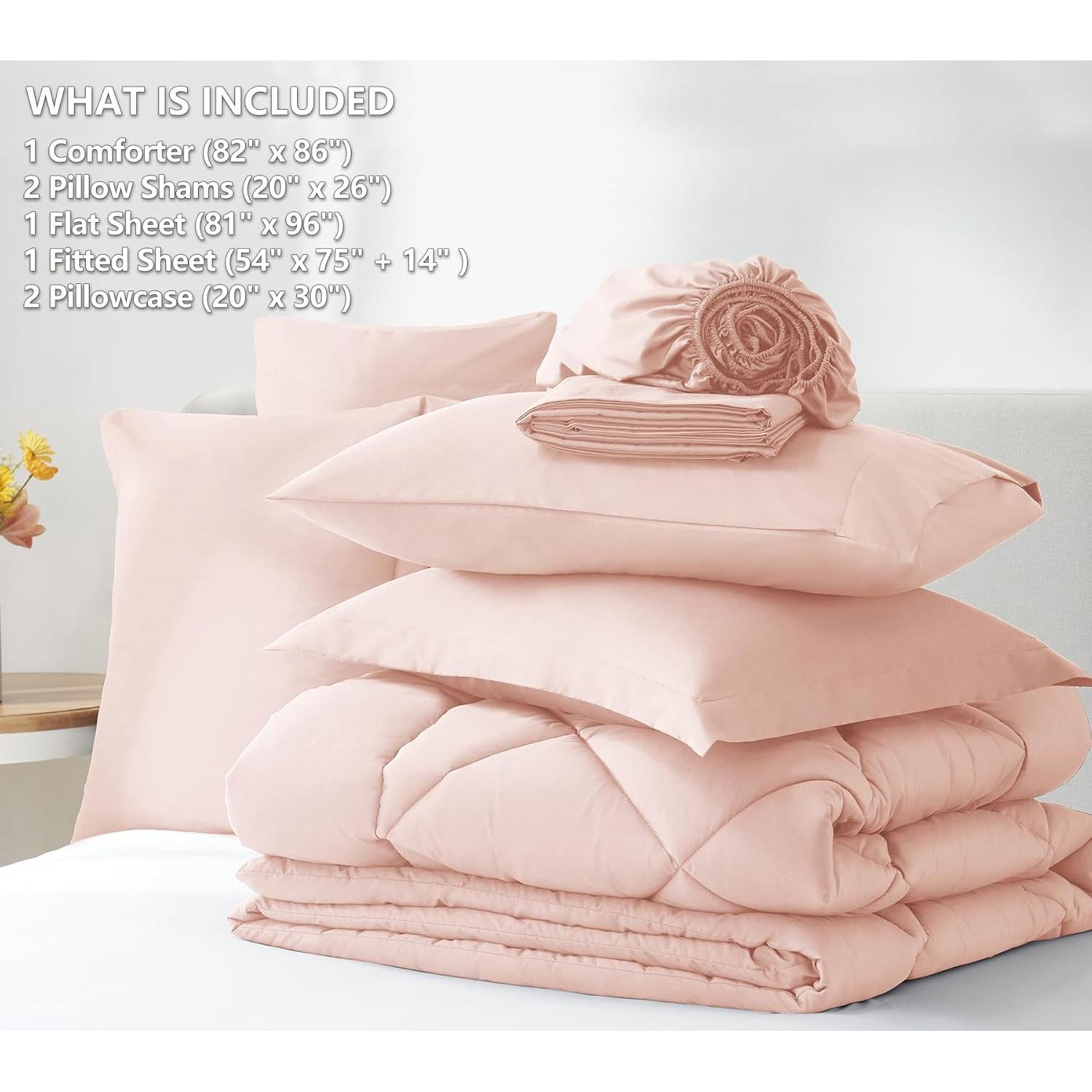 Conjunto de Edredón CozyLux Completo 7 Piezas Rosa Blush
