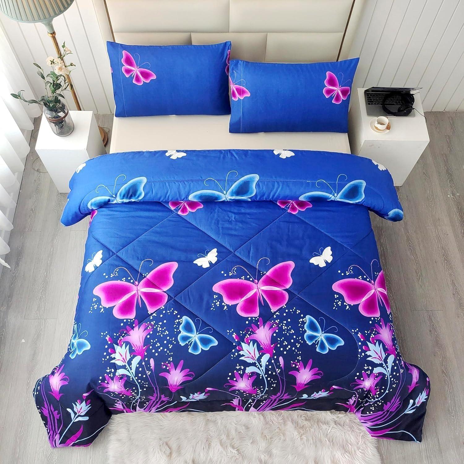 Conjunto de Edredón SDY 3PCS Mariposa Tamaño Completo