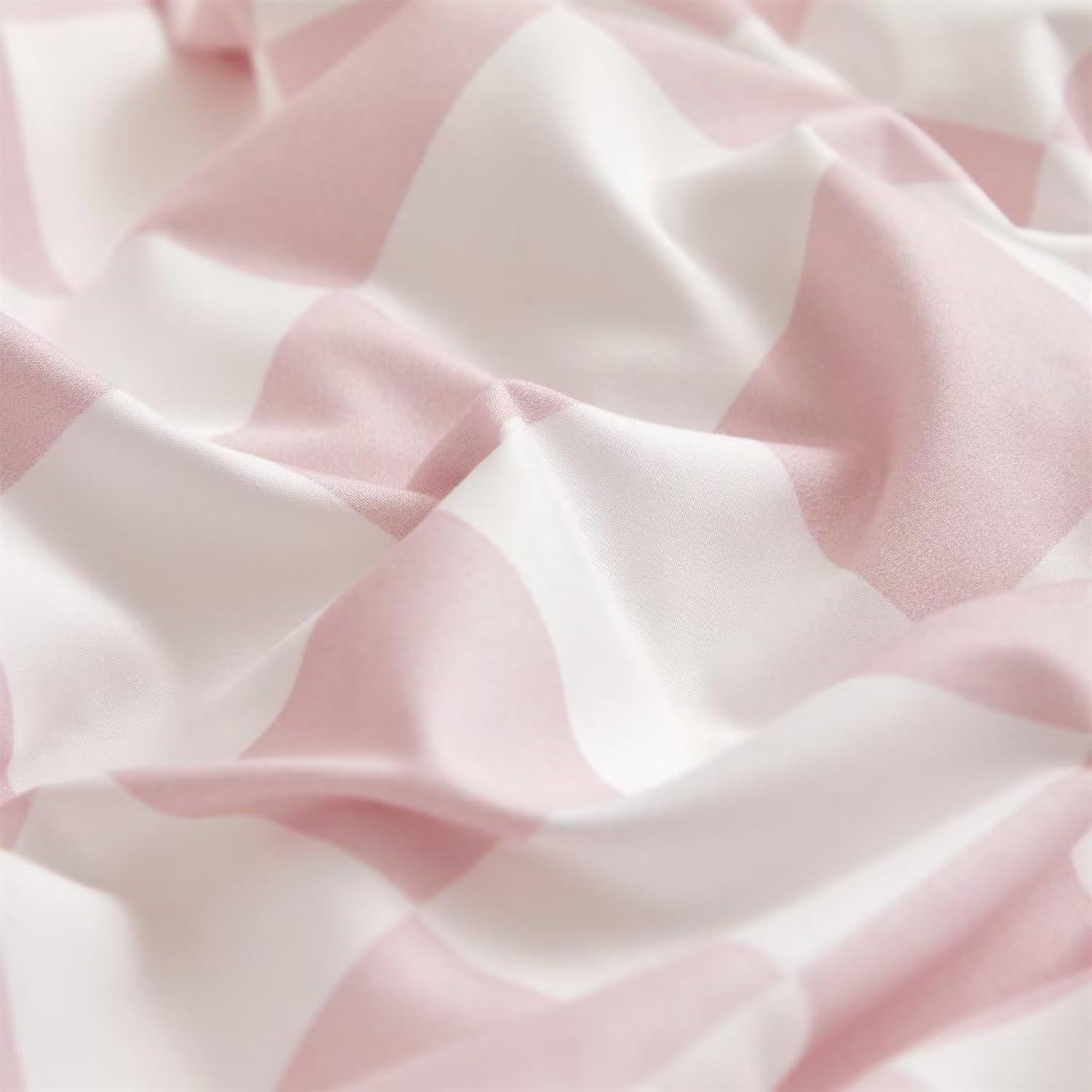 Conjunto de Edredón Cuadrado Rosa y Blanco Houseri Cal King