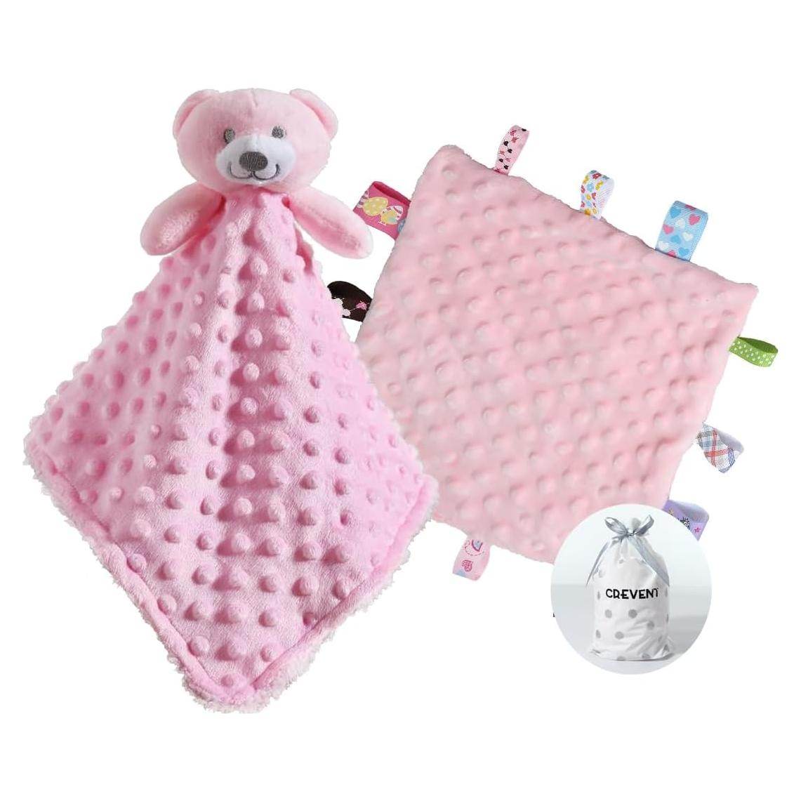 Manta de Seguridad CREVENT Oso Rosa 22x22cm para Bebés