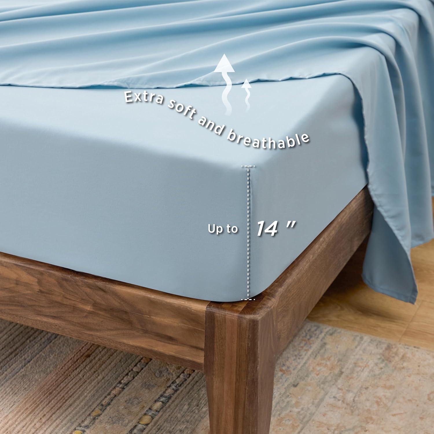 Conjunto de Edredón Bedsure Completo Floral Azul Cielo - 7 Piezas