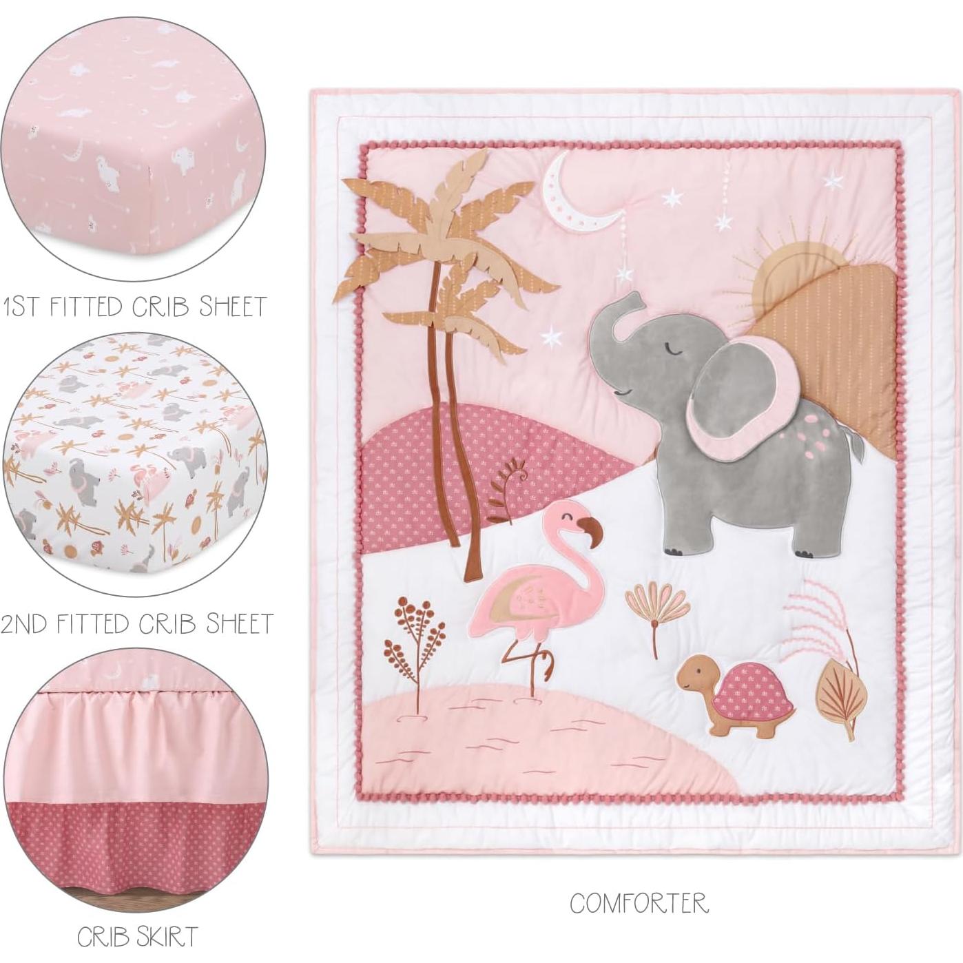 Juego de Ropa de Cuna 4 Piezas The Peanutshell Algodón Orgánico Rosa