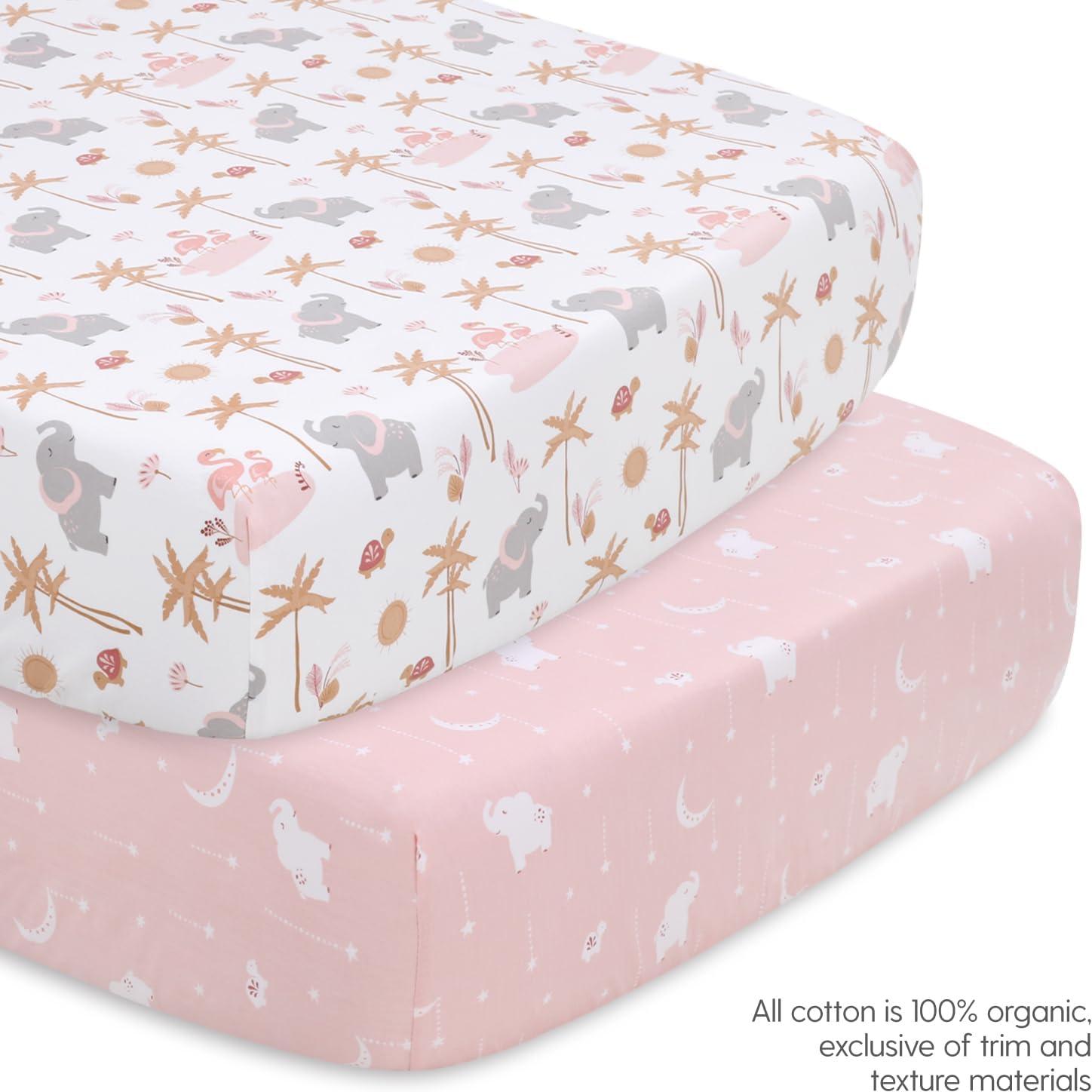 Juego de Ropa de Cuna 4 Piezas The Peanutshell Algodón Orgánico Rosa