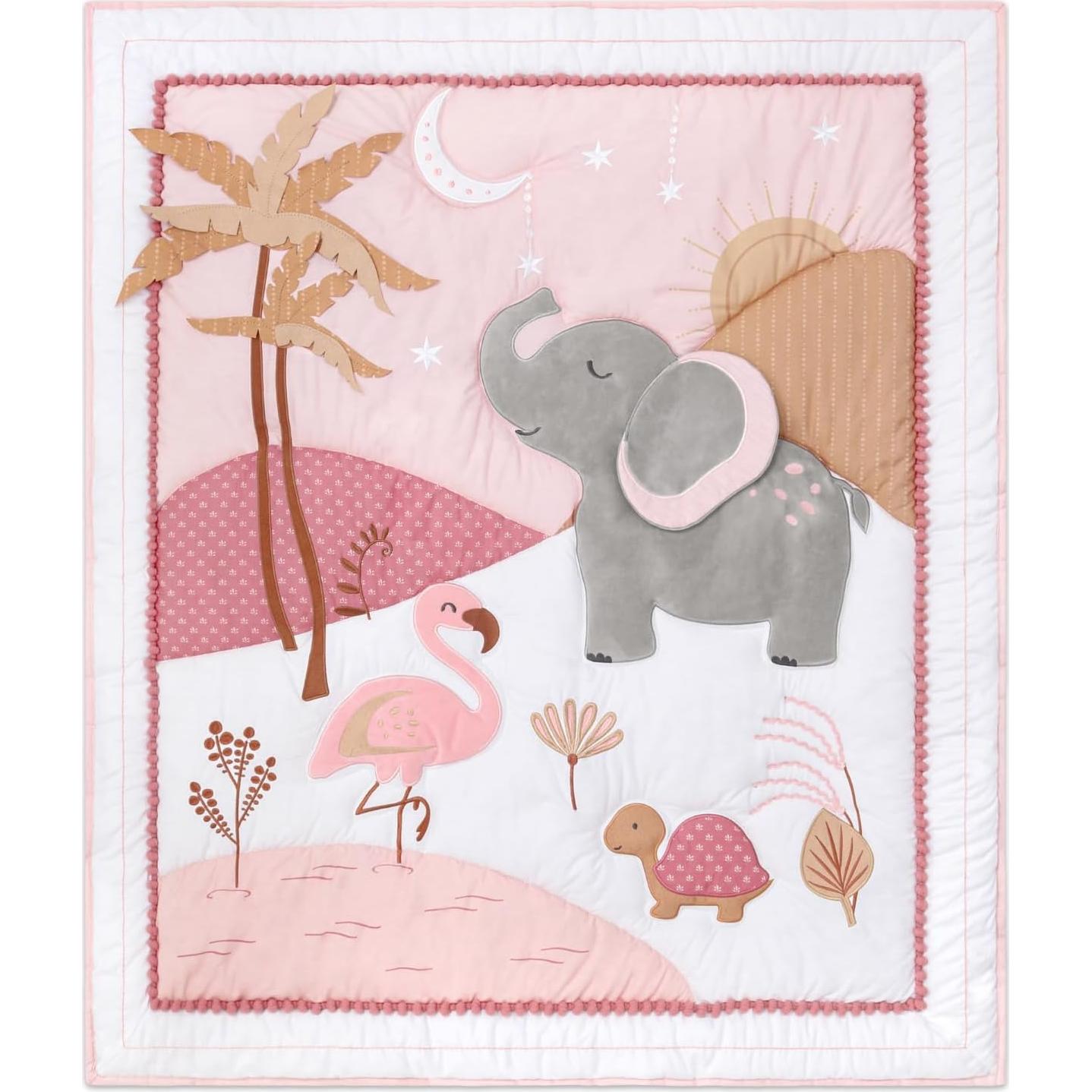 Juego de Ropa de Cuna 4 Piezas The Peanutshell Algodón Orgánico Rosa