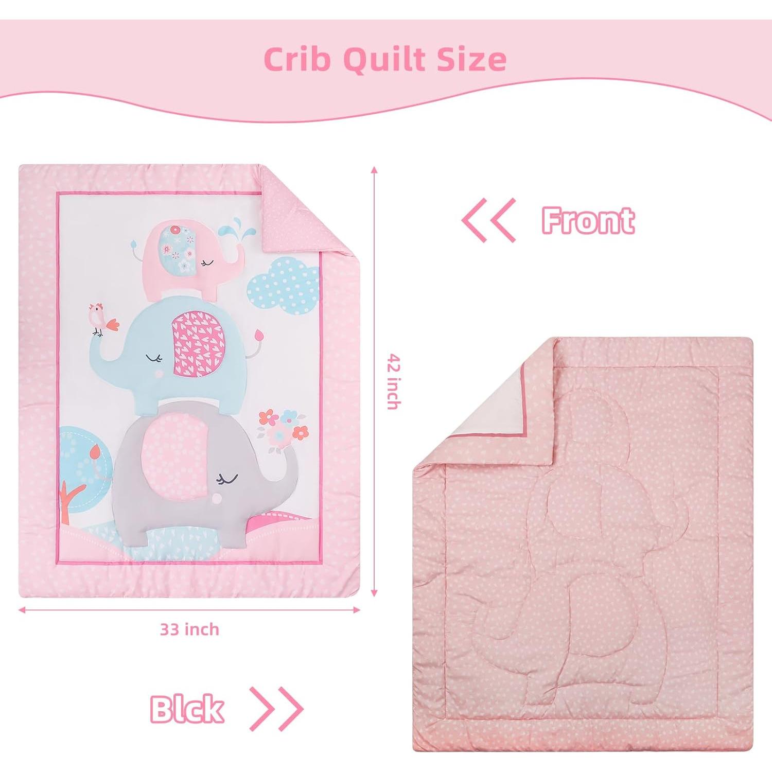 Juego de Ropa de Cuna YCDTMY 3 Piezas Rosa Elefante